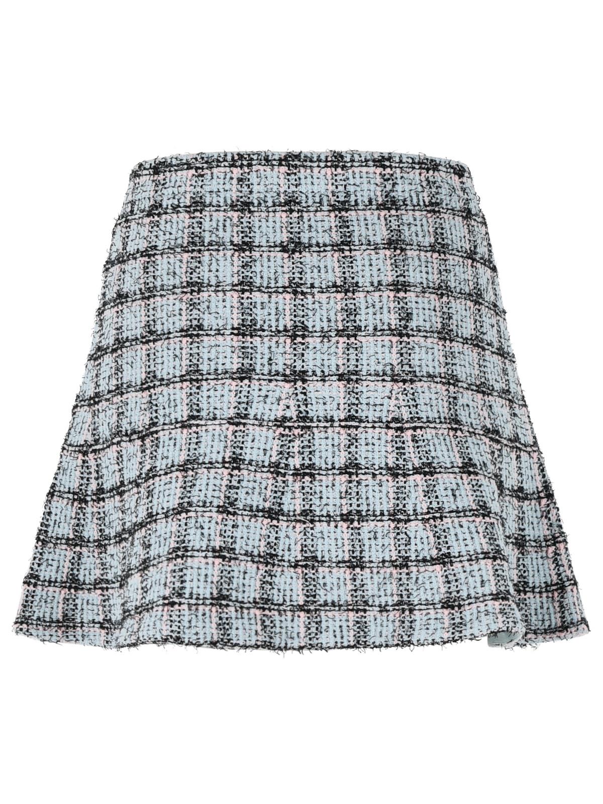Self Portrait Short Skirt In Light Blue Cotton Blend Women