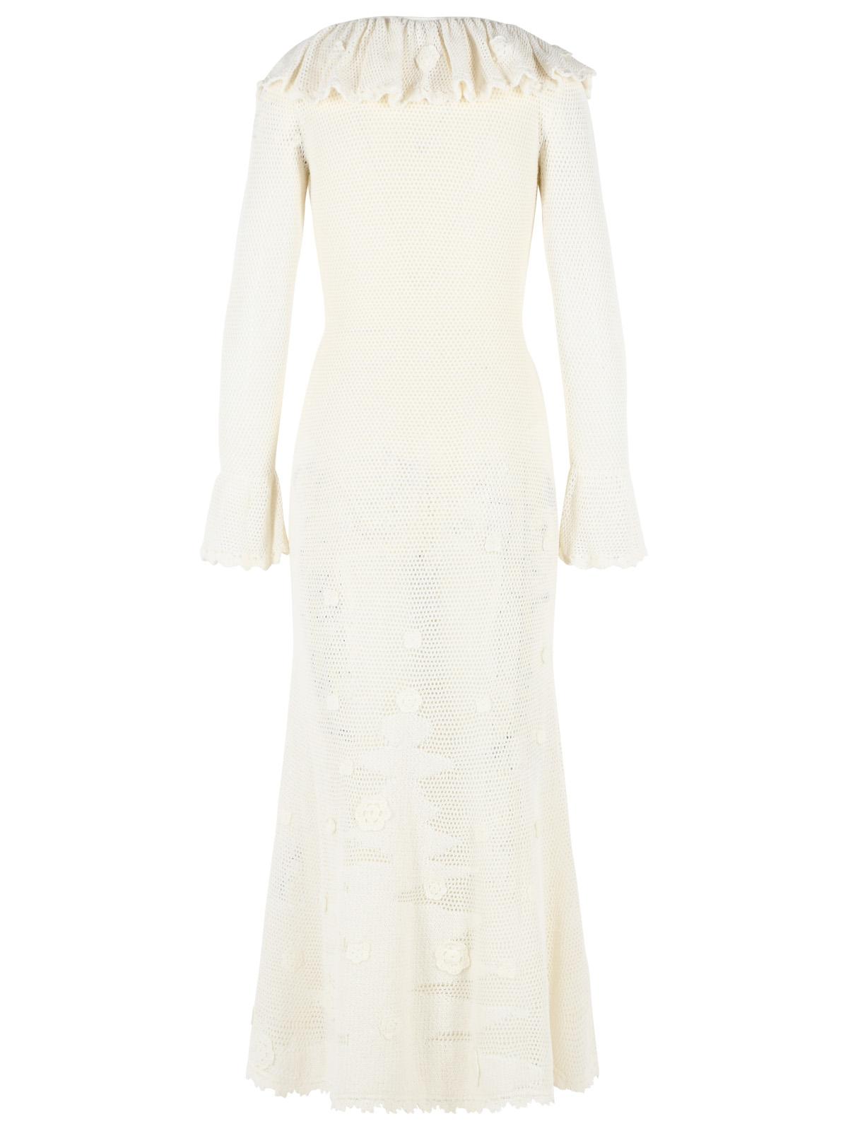 Self Portrait 'Floral Crochet' Midi Dress In White Viscose Blend Women SELF-PORTRAIT