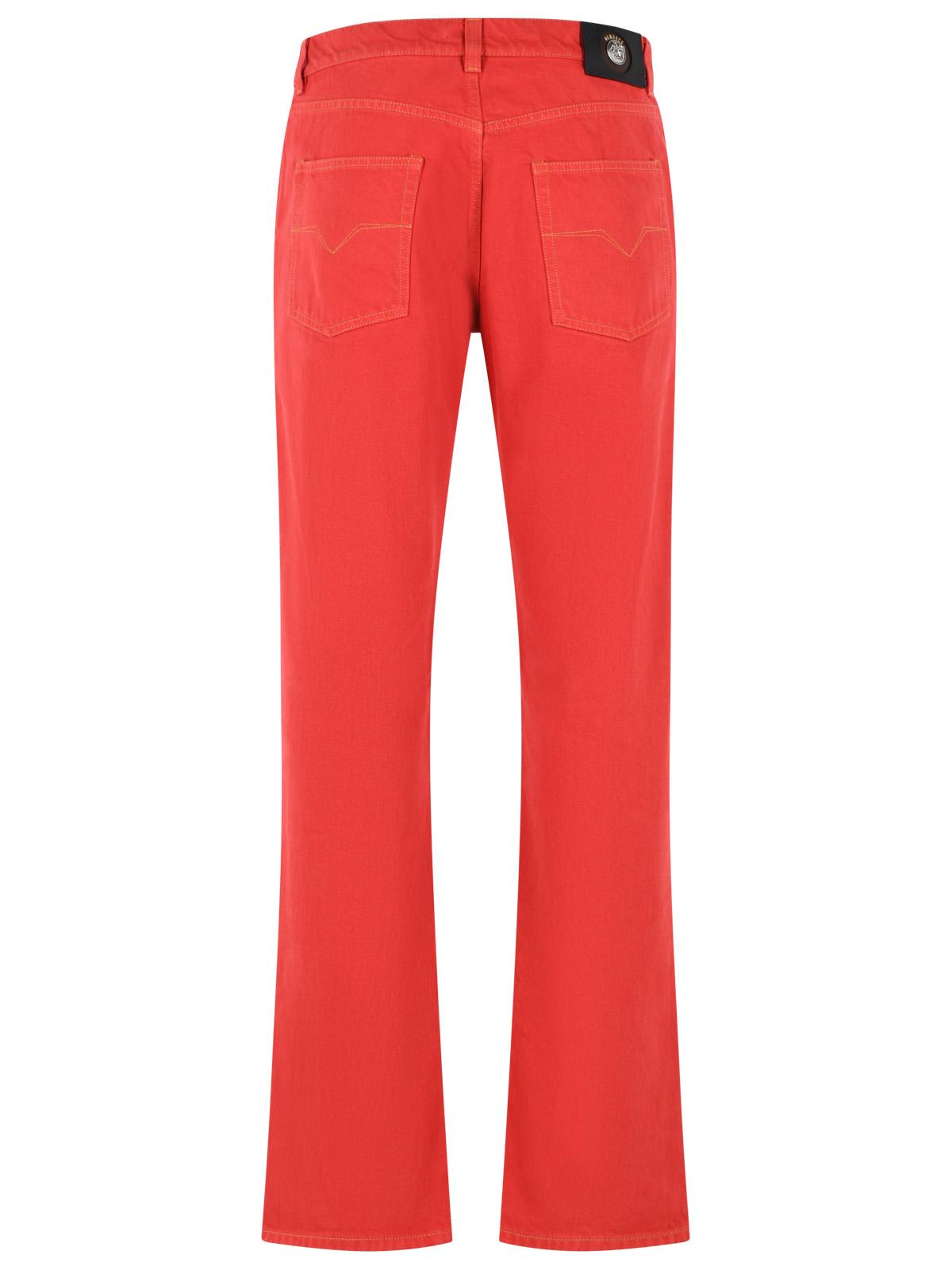 Versace Red Cotton Straight Jeans Men VERSACE