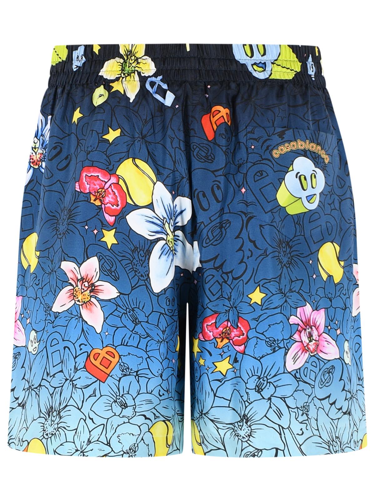 Casablanca Collage D'icones' Blue Silk Shorts Men CASABLANCA