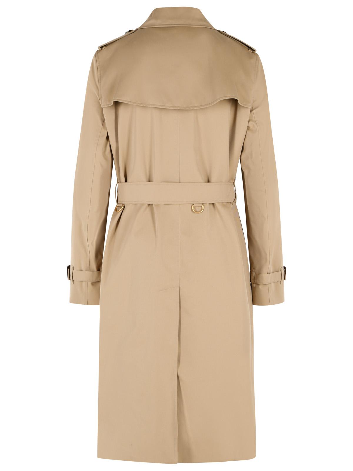 Burberry Long 'Kensington' Beige Cotton Trench Coat Women BURBERRY