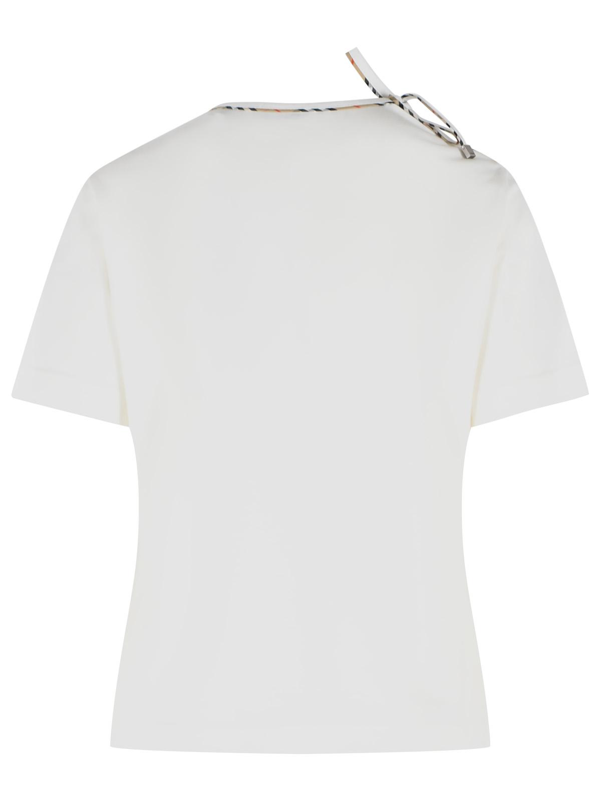 Burberry 'Frankie Bow' White Cotton T-Shirt Women BURBERRY