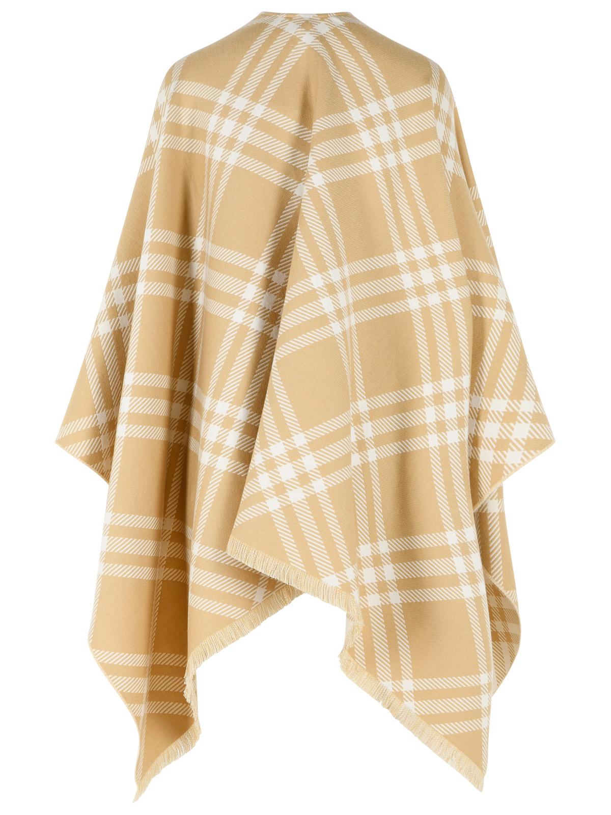Burberry 'Check Tribar' Beige Wool And Silk Cape Women BURBERRY
