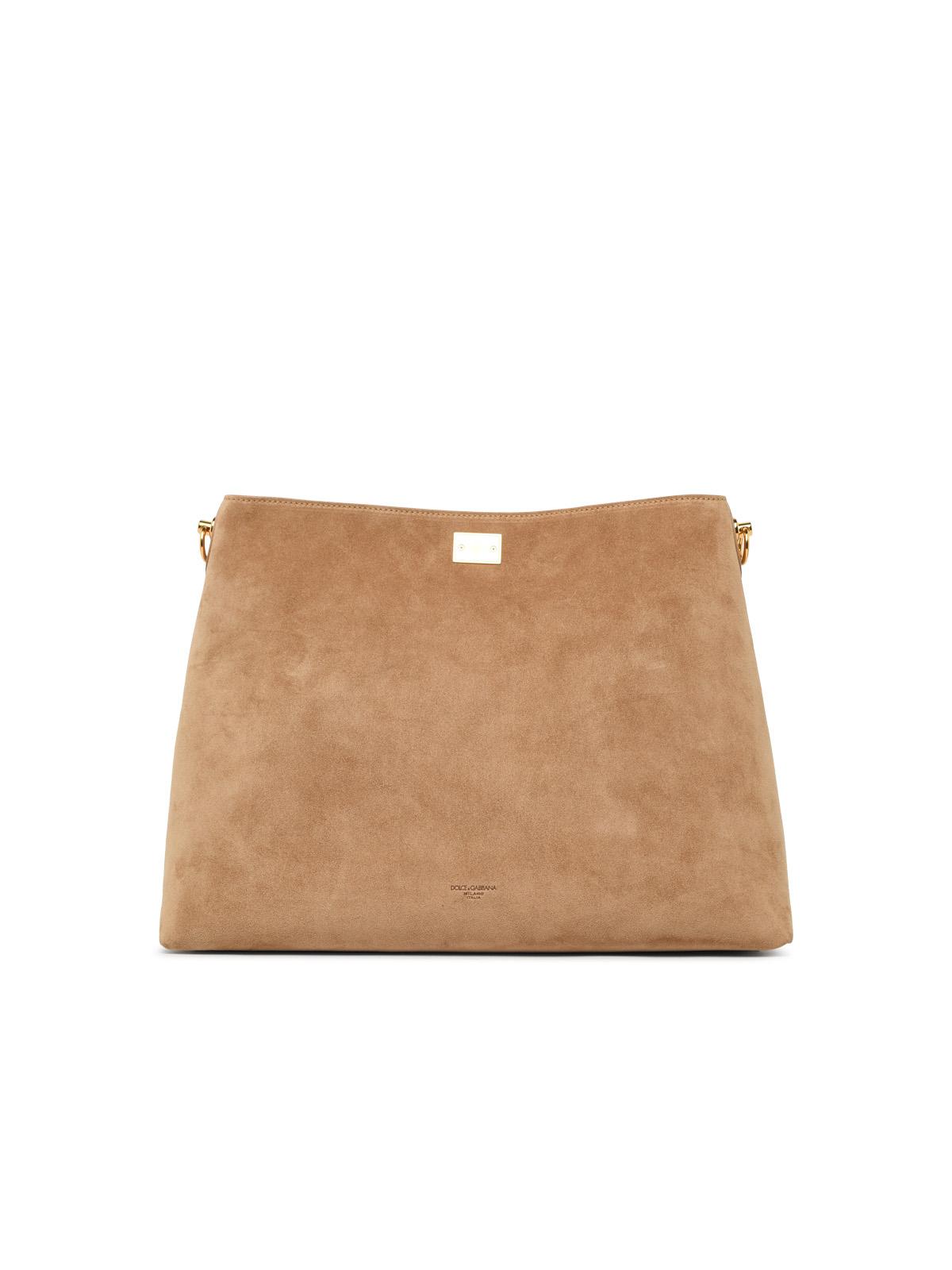 Dolce & Gabbana Large 'Vittoria' Shoulder Bag In Beige Suede Women DOLCE & GABBANA