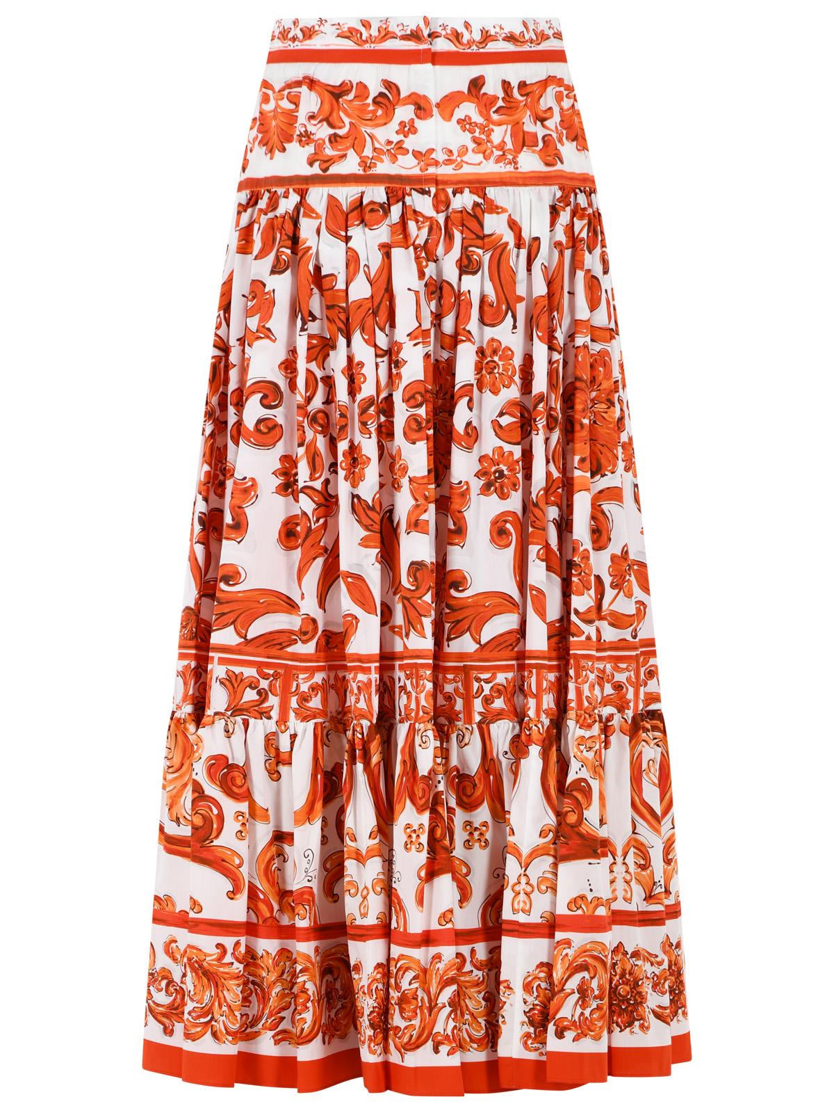 Dolce & Gabbana Long Skirt In Majolica Print Cotton Poplin Women DOLCE & GABBANA