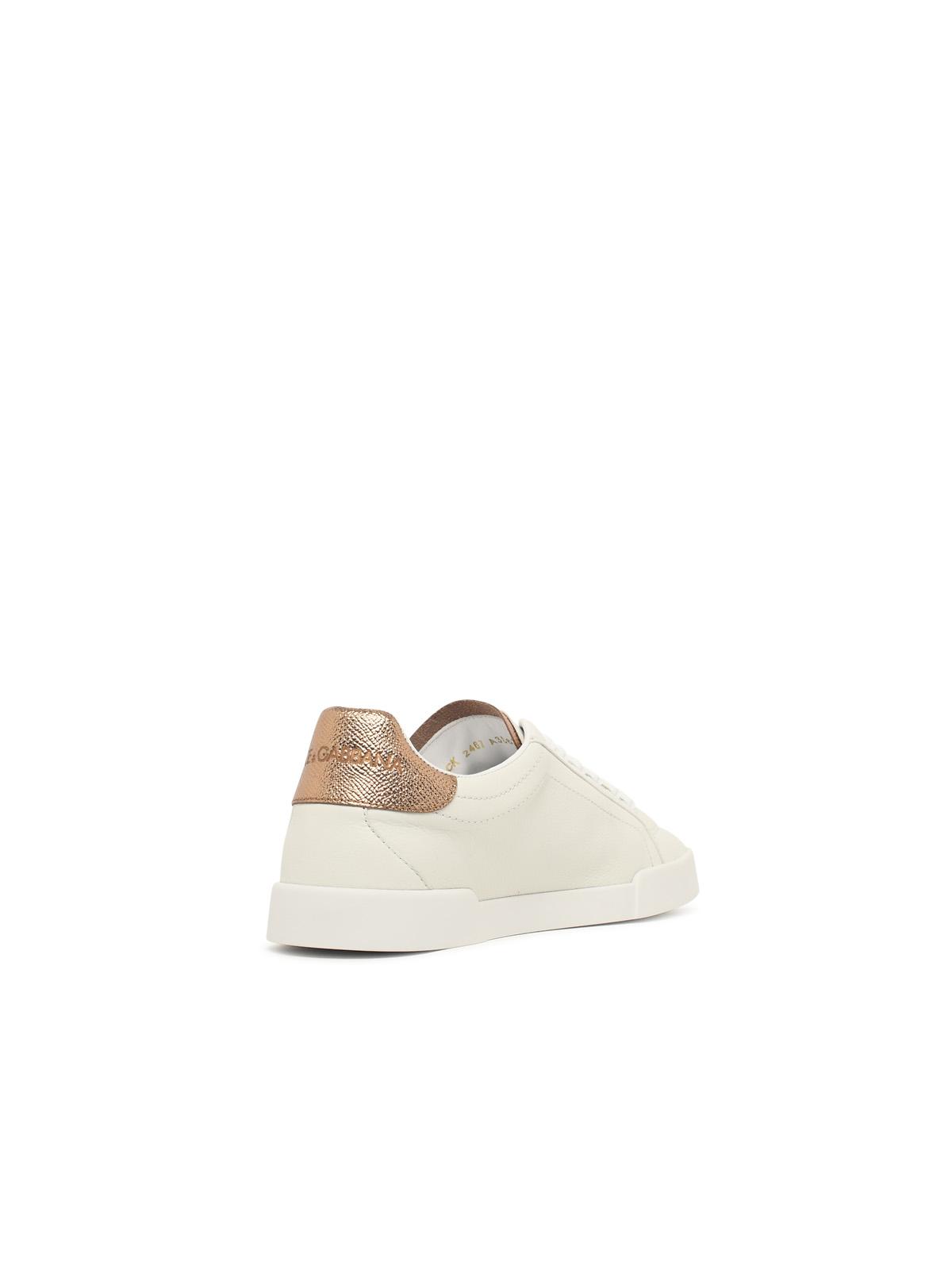Dolce & Gabbana 'Portofino' Ivory White Leather Sneakers Women DOLCE & GABBANA