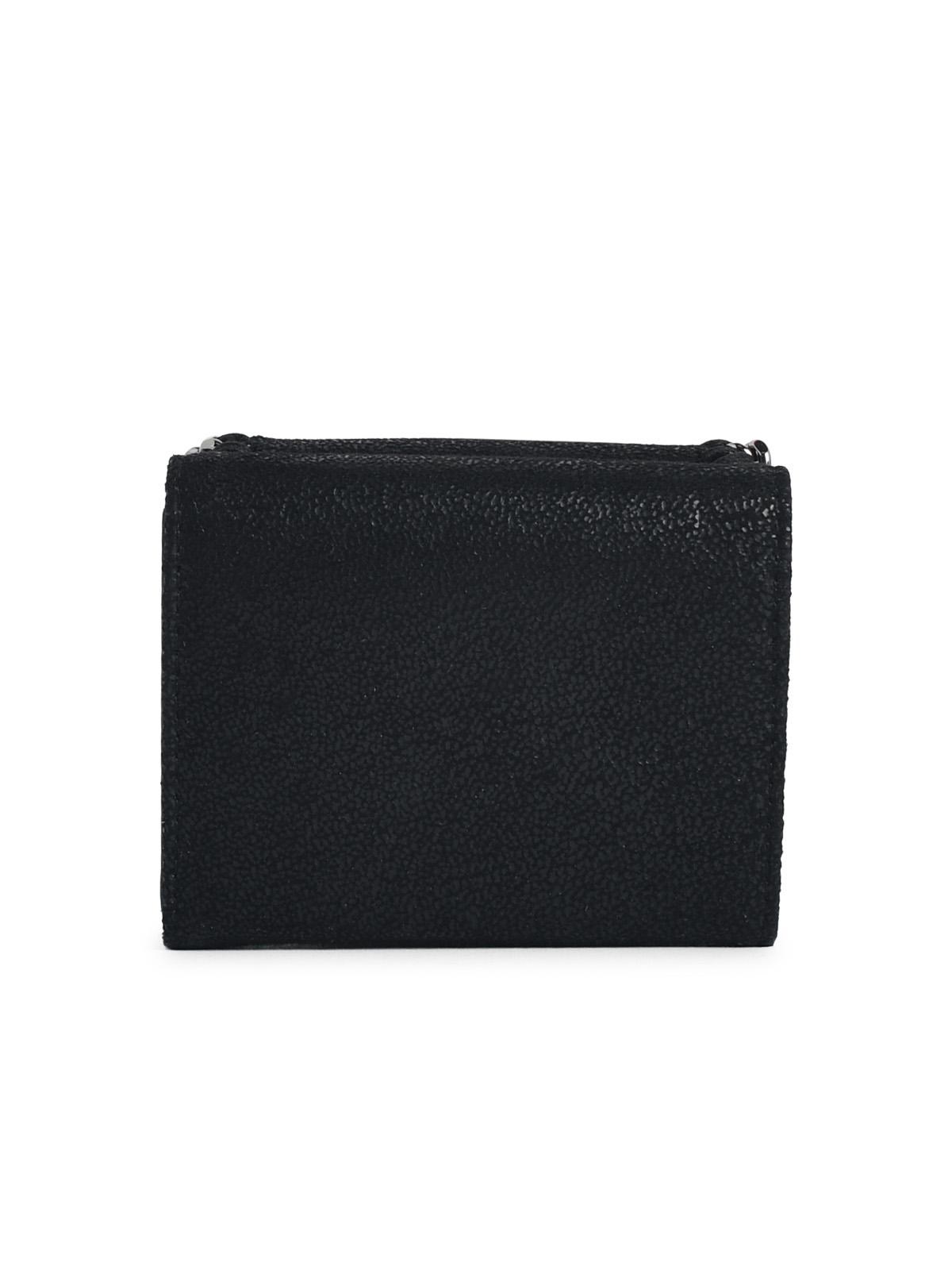 Stella Mccartney 'Tri-Fold Falabello' Black 'Shaggy Deer' Wallet Women STELLA MCCARTNEY