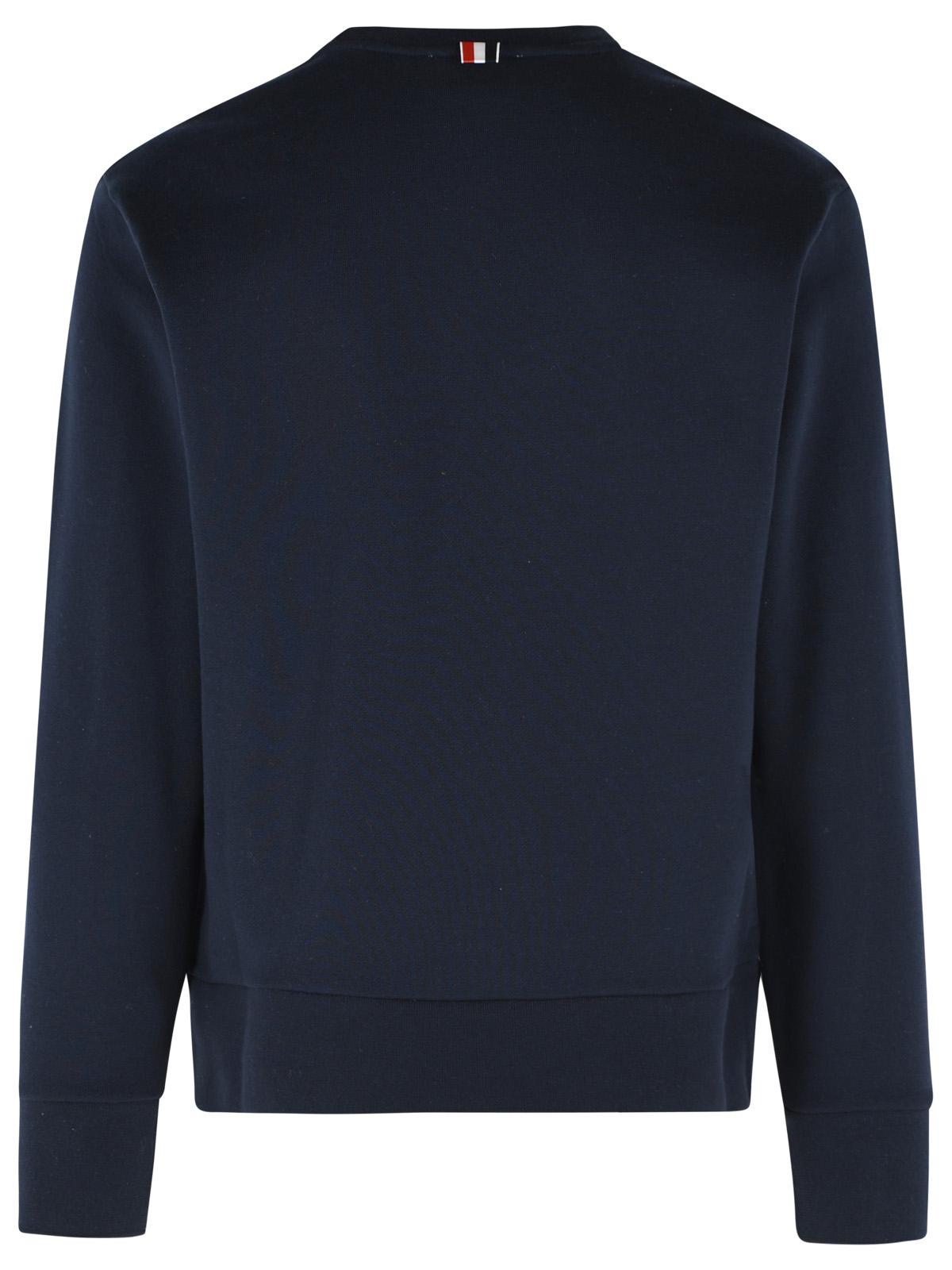 Thom Browne 'Colorblock 4 Bar' White And Blue Cotton Sweatshirt Men THOM BROWNE