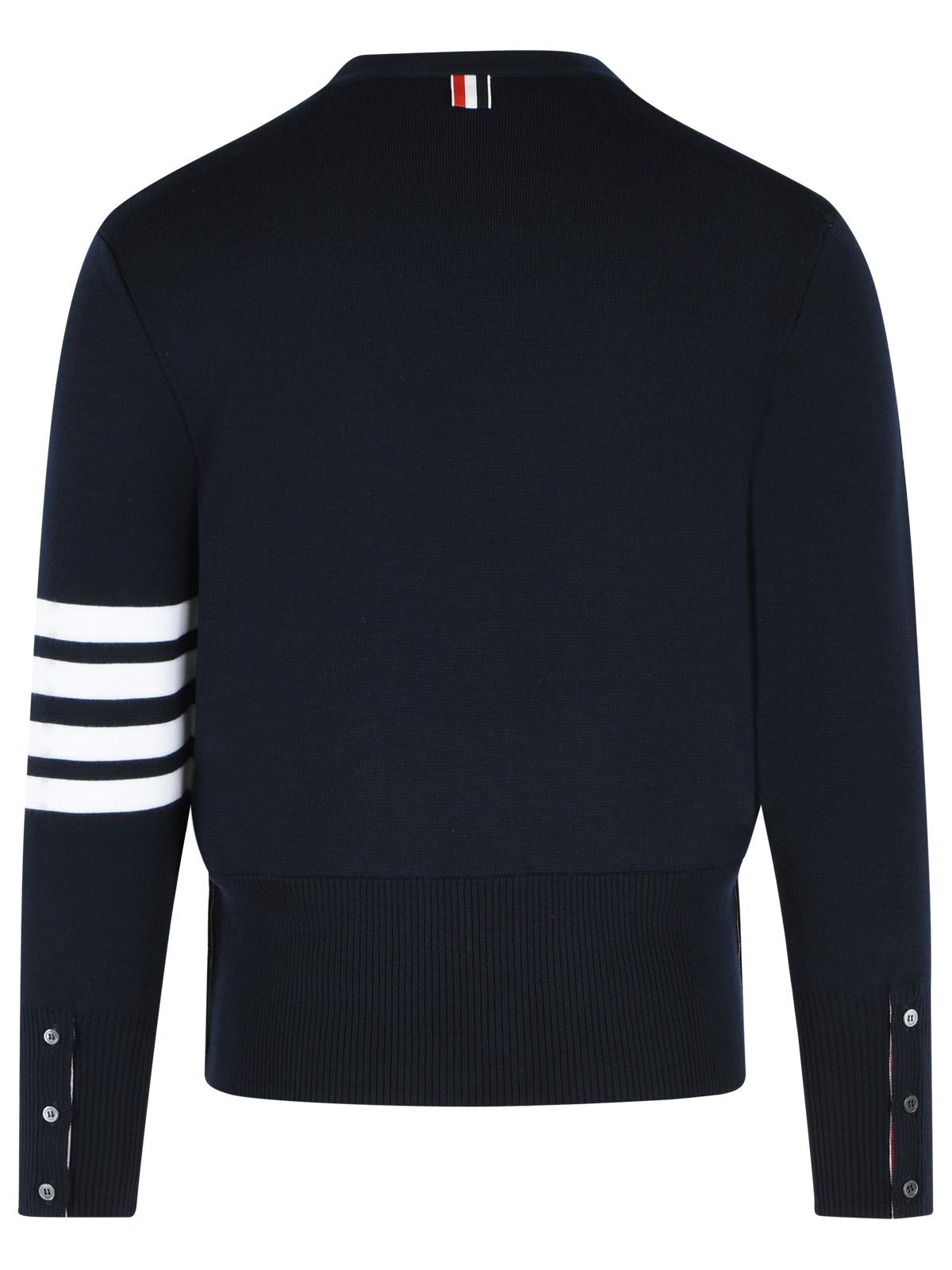 Thom Browne 'Milano 4 Bar' Navy Virgin Wool Cardigan Men THOM BROWNE