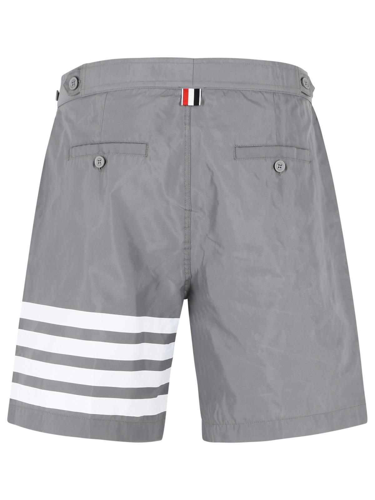 Thom Browne 'Swim Tech 4 Bar' Grey Nylon Swimsuit Men THOM BROWNE