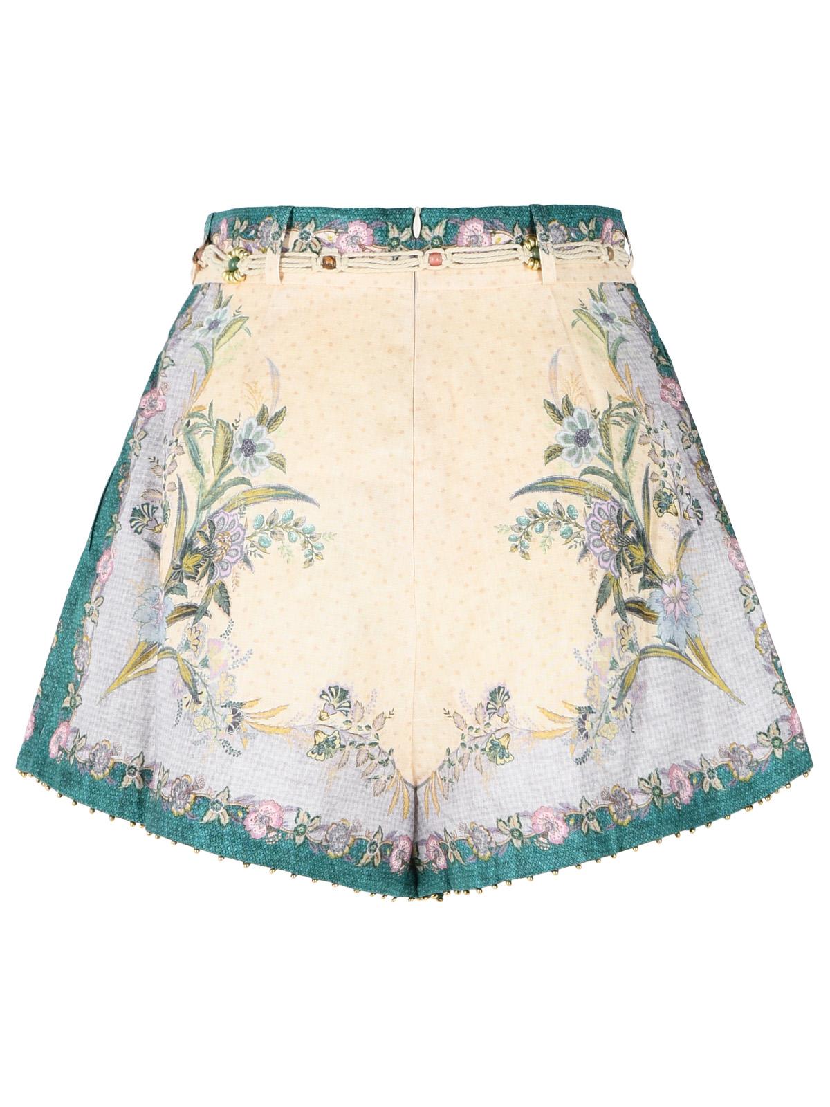 Zimmermann 'Indra Tuck' Cream Linen Shorts Women ZIMMERMANN