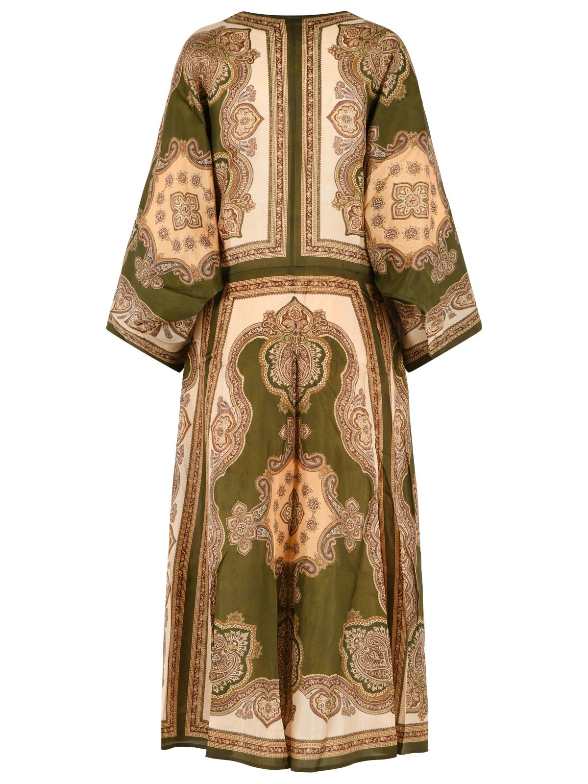 Zimmermann 'Mahon' Midi Tunic Dress In 'Olive Paisley' Multicolored Silk Women ZIMMERMANN