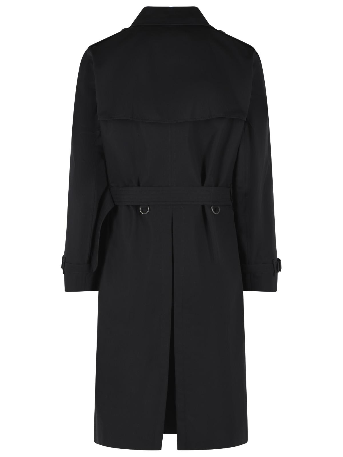 Burberry Long Black Cotton 'Kensington' Trench Coat Men BURBERRY