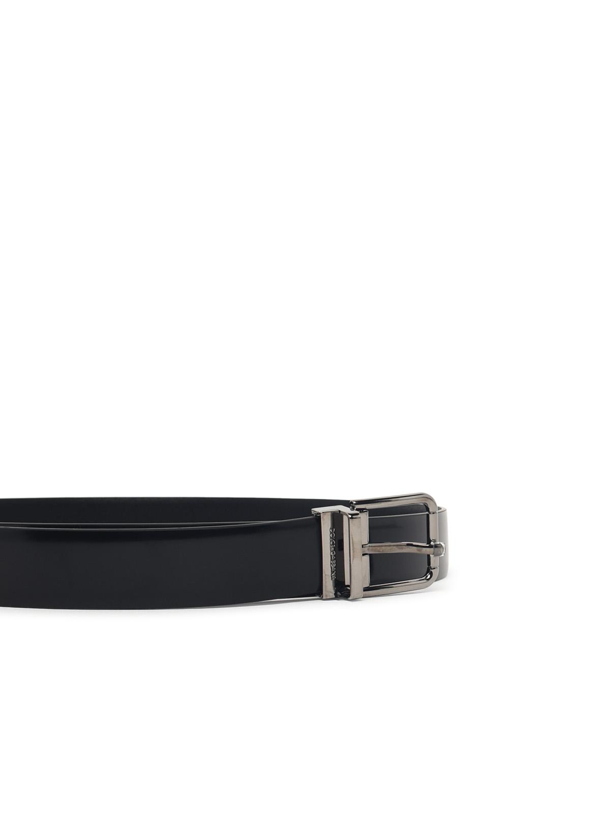 Dolce & Gabbana Black Leather Belt Men DOLCE & GABBANA
