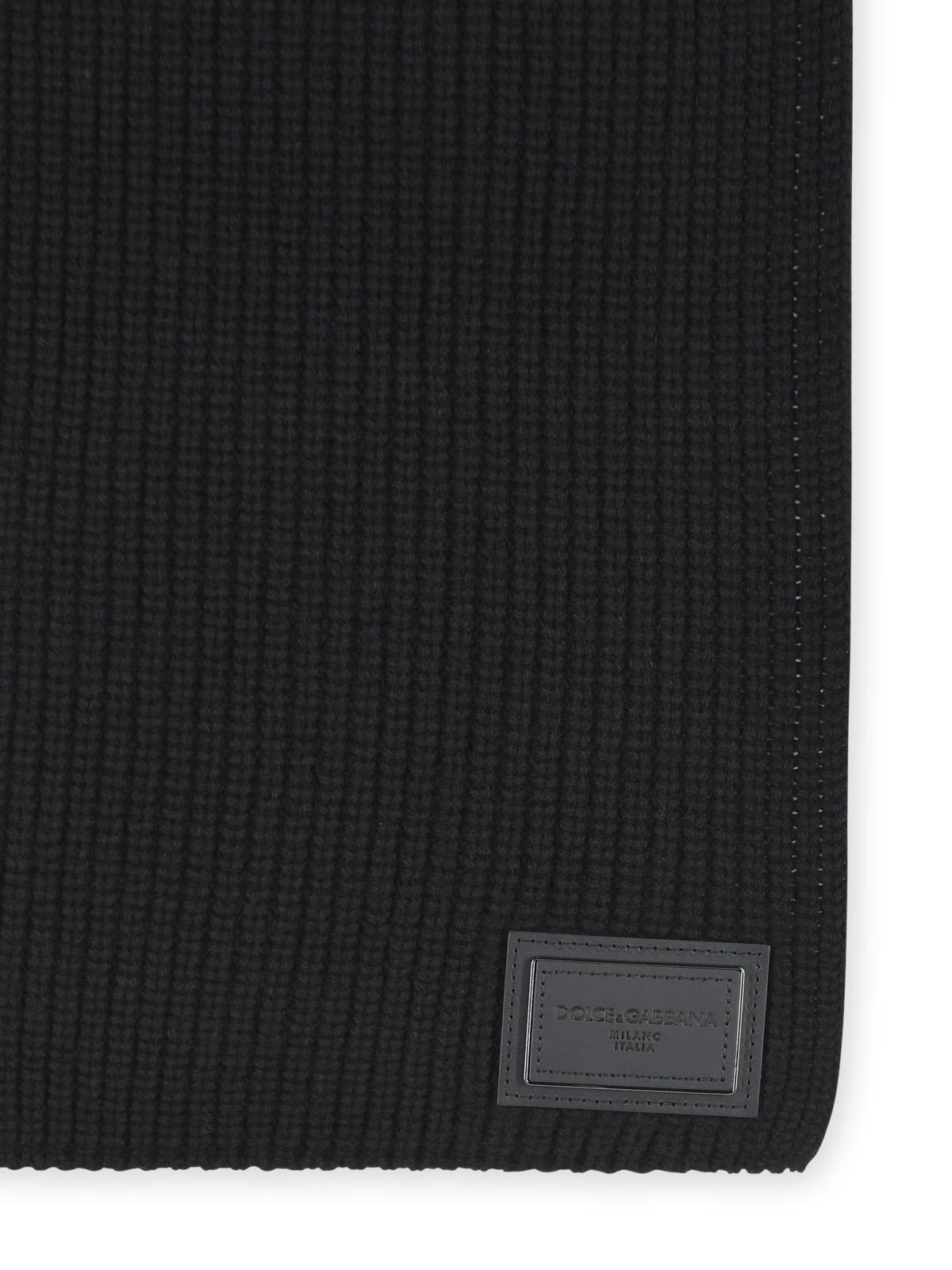 Dolce & Gabbana 'Dg' Patch Scarf In Black Cashmere Men DOLCE & GABBANA