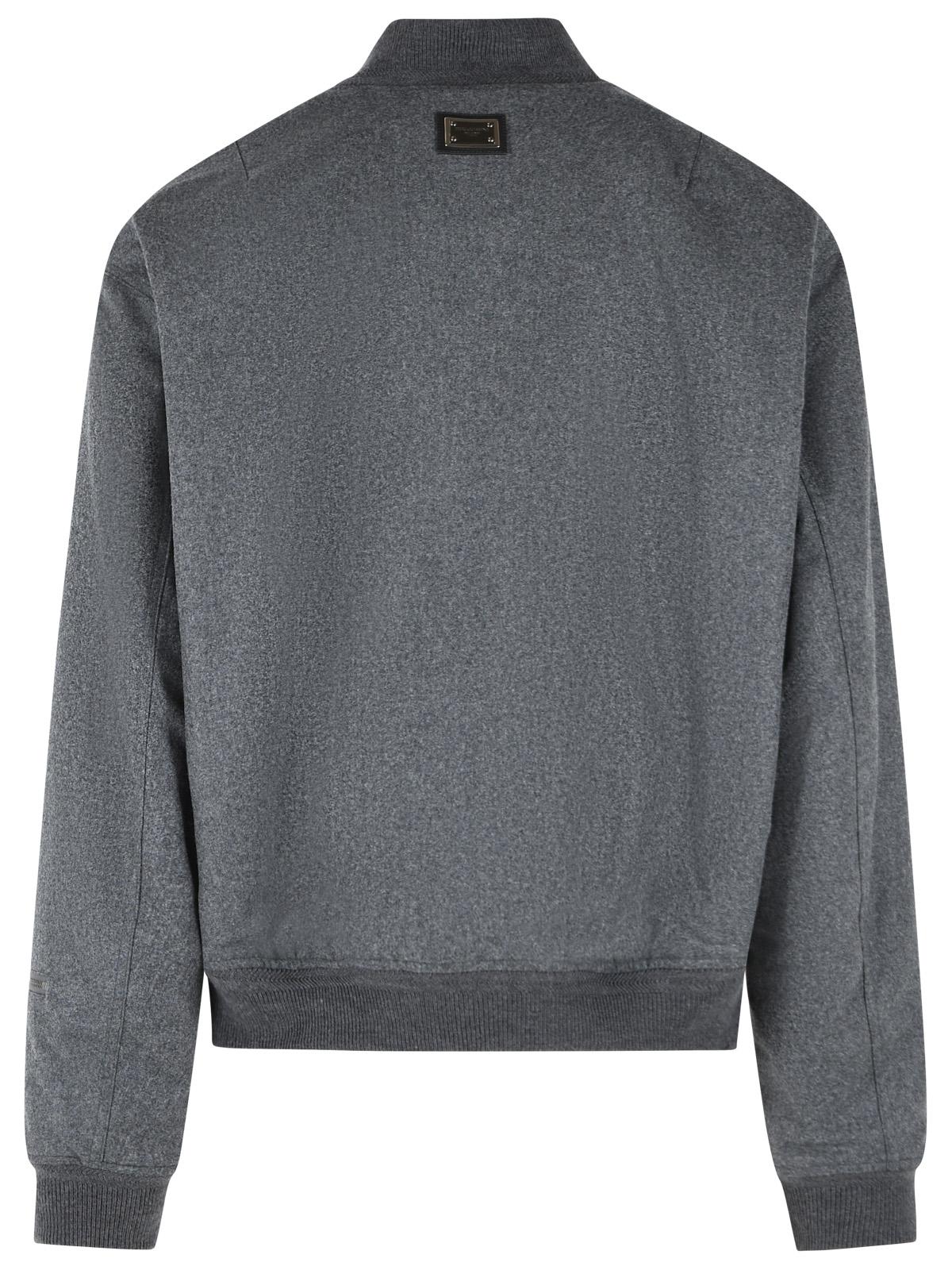 Dolce & Gabbana Grey Virgin Wool Bomber Jacket Men DOLCE & GABBANA