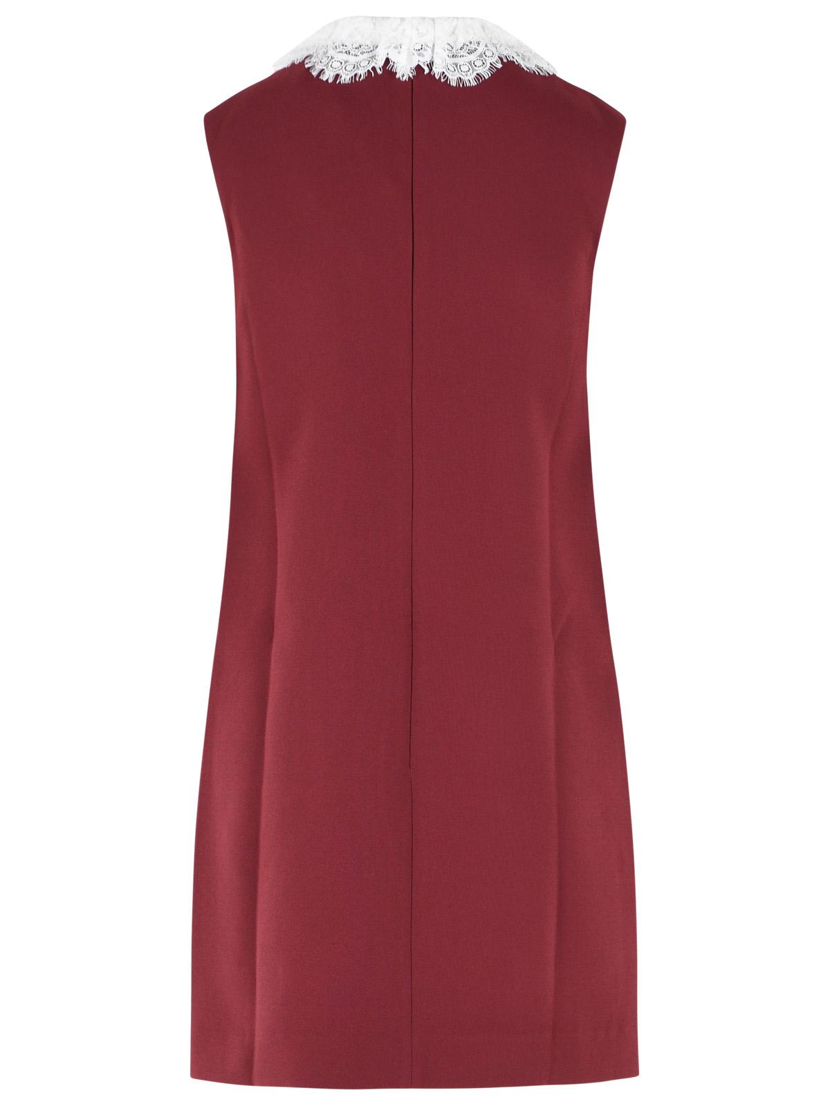 Self Portrait Polyester Crêpe Mini Dress With Burgundy Lace Collar Women SELF-PORTRAIT
