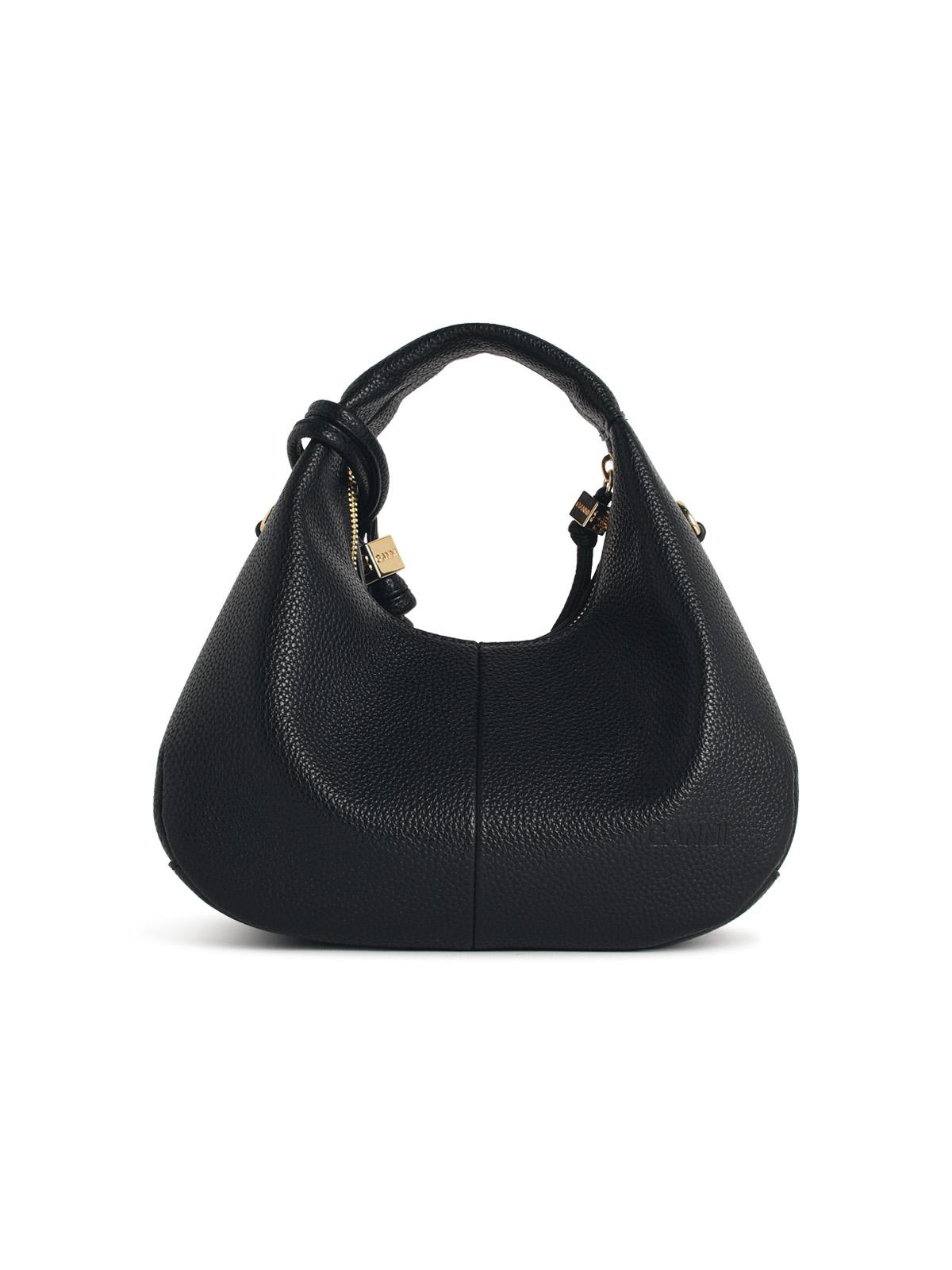 Ganni Black Eco Leather Mini Hobo Bag Women GANNI