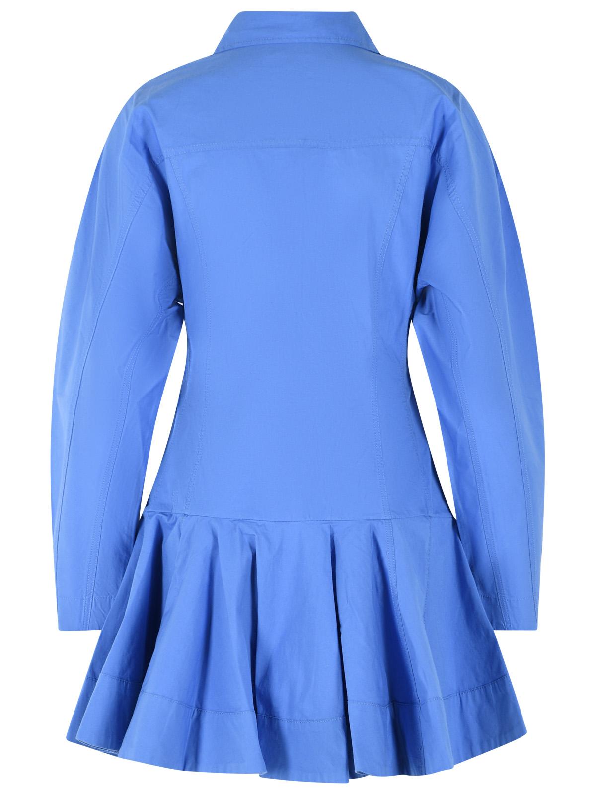 Ganni Light Blue Stretch Cotton Mini Dress Women GANNI