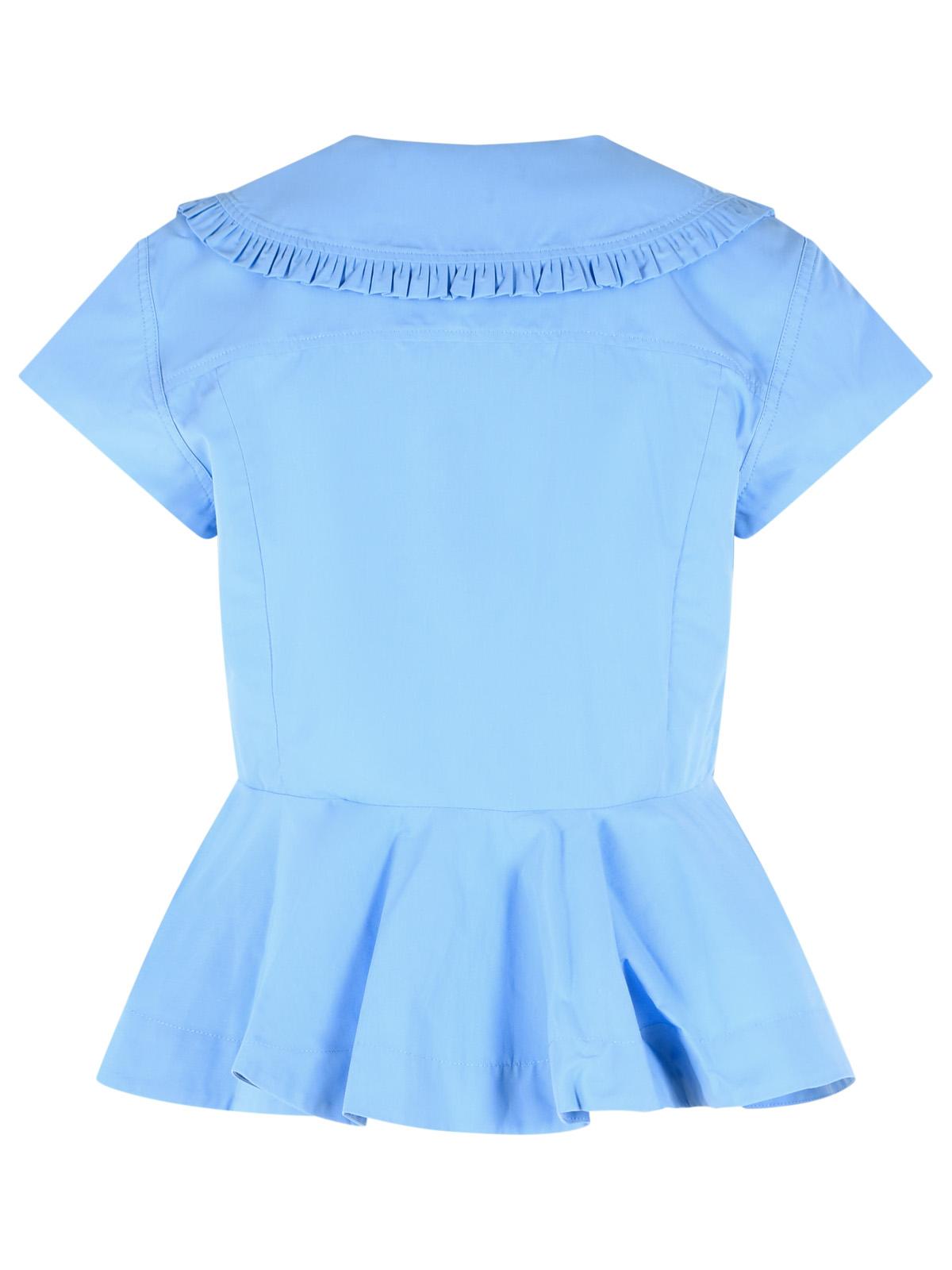 Ganni Light Blue Cotton Poplin Blouse Women