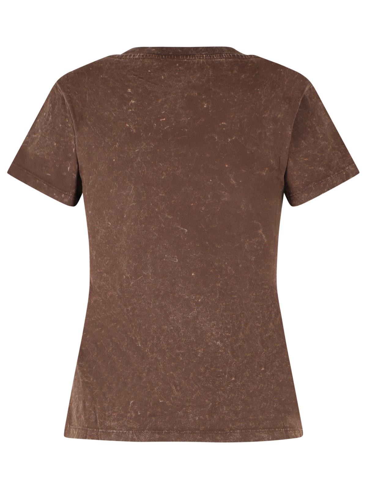 Ganni Brown Cotton T-Shirt Women GANNI