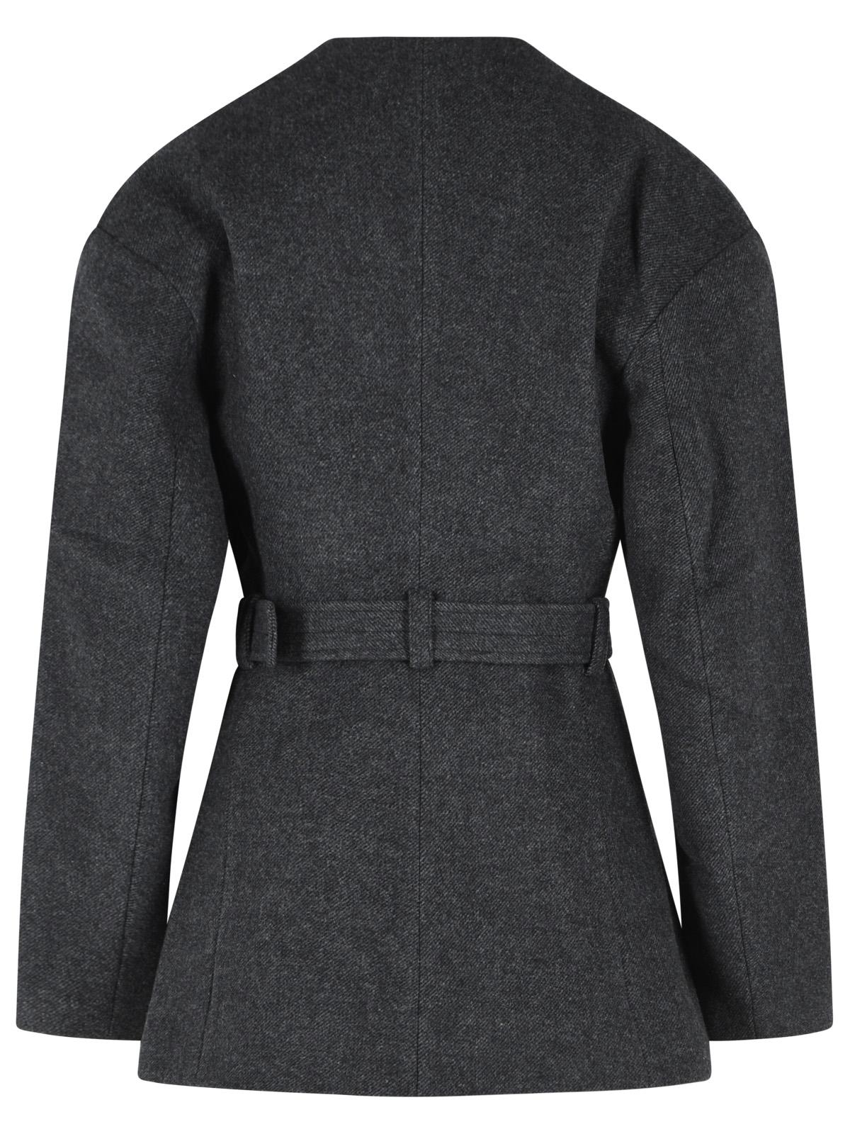 Ganni 'Peacoat' Grey Wool Blend Coat Women GANNI