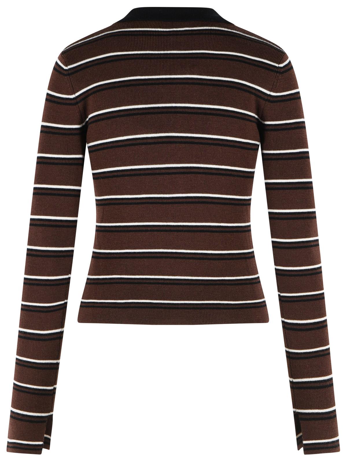 Ganni Brown Wool Polo Shirt Women GANNI