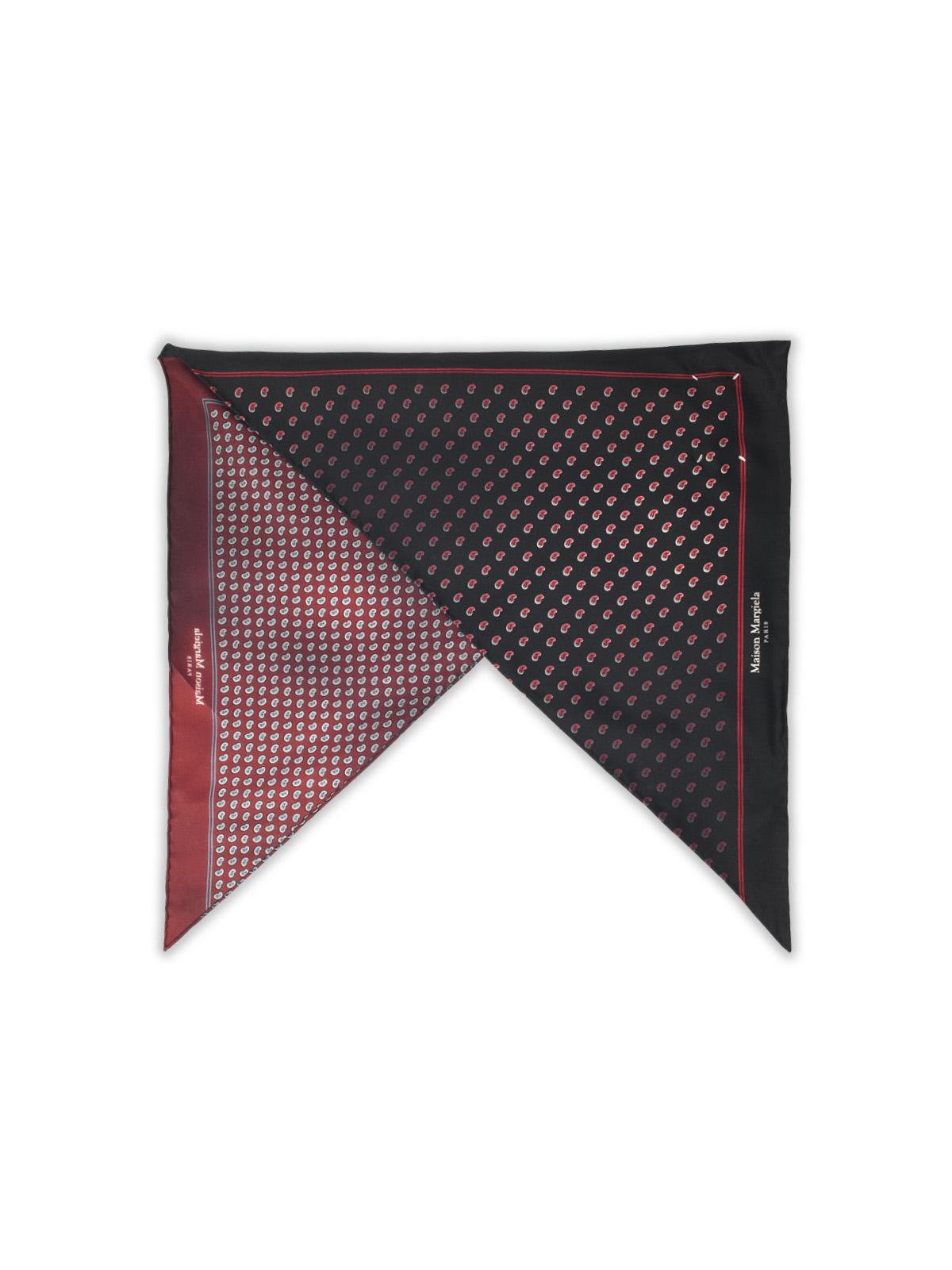 Maison Margiela Black And Burgundy Silk Scarf Men MAISON MARGIELA