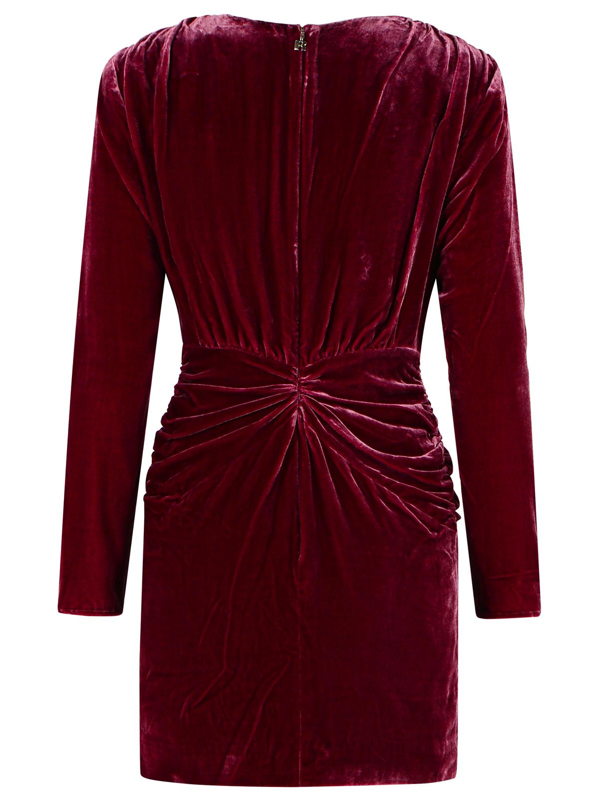 Rotate Burgundy Silk Velvet Mini Dress Women ROTATE