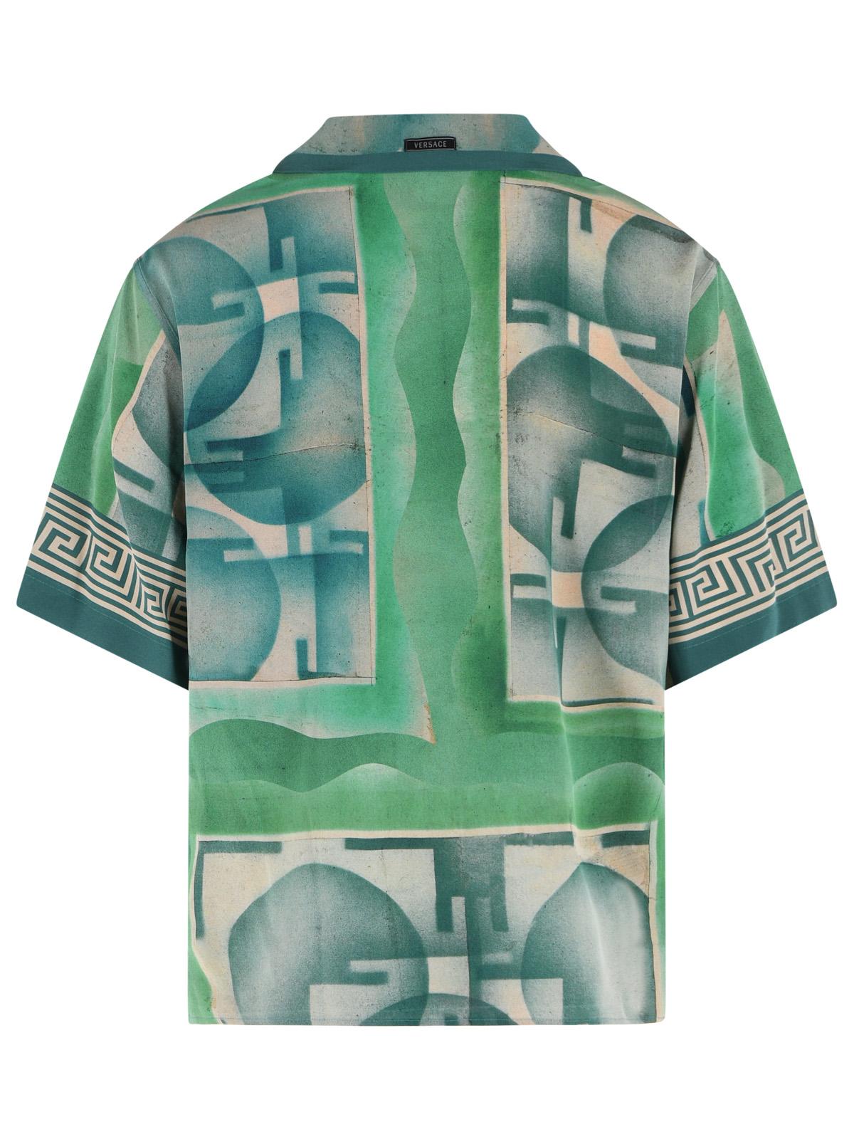 Versace 'Informal' Green Silk Shirt Men VERSACE