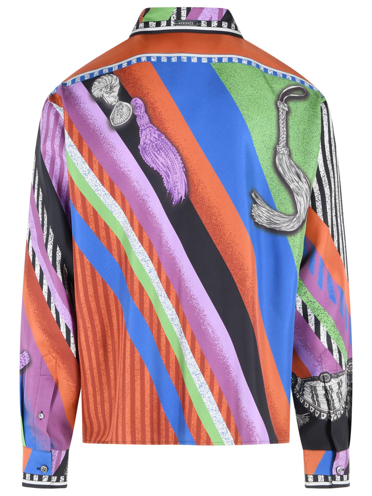 Versace Multicolor Silk Shirt Men VERSACE