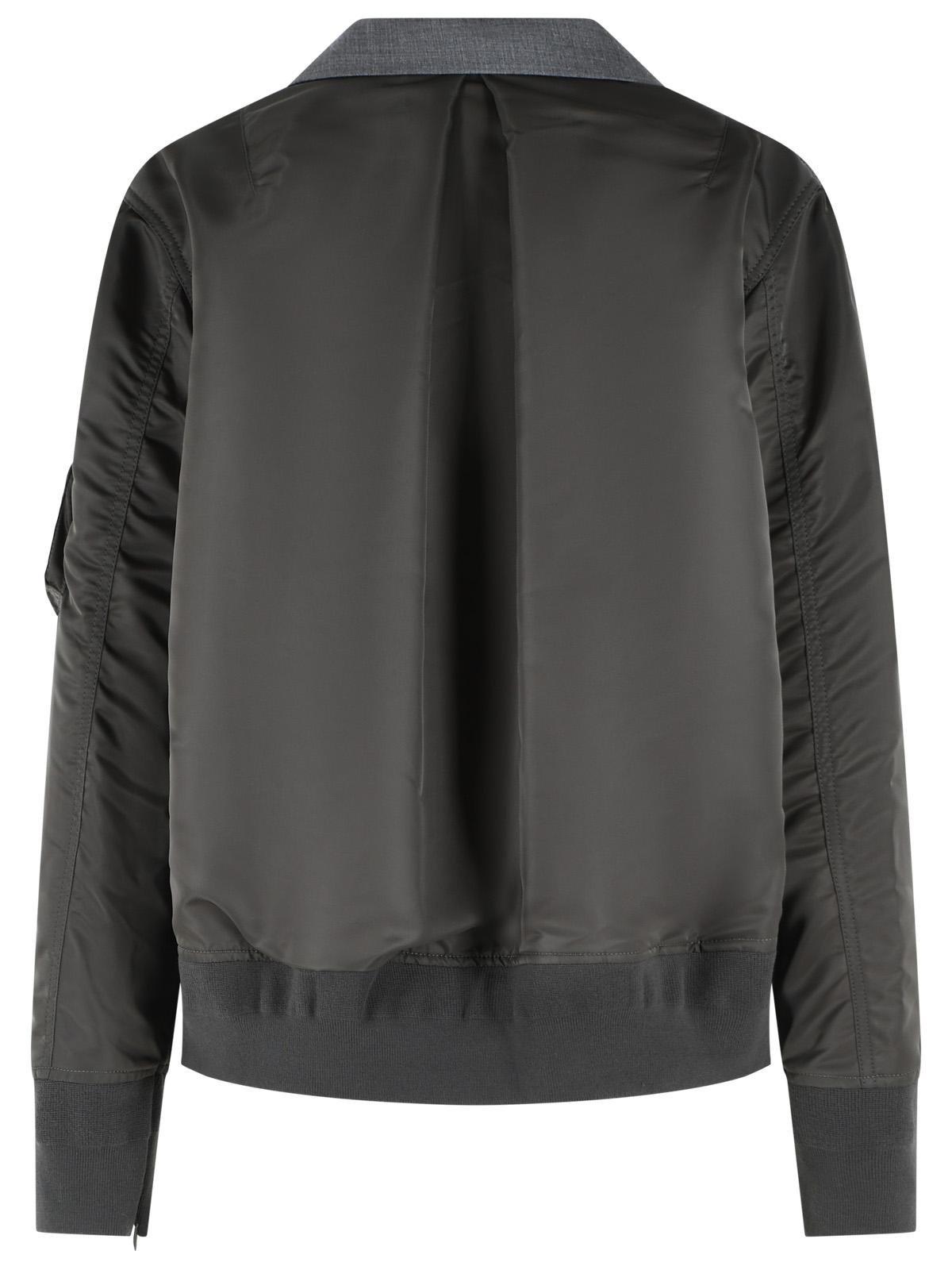 Sacai Blazer In Grey And Green Wool Blend Women SACAI