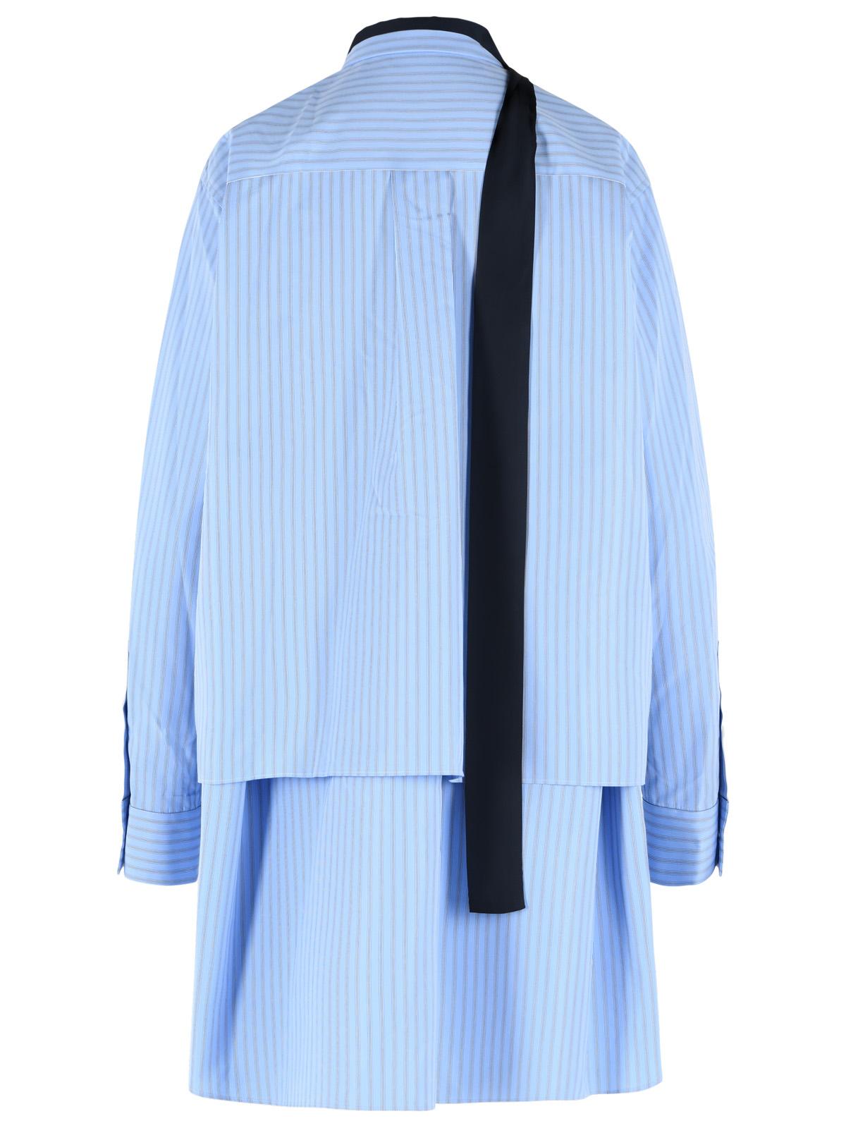 Sacai Light Blue Cotton Blend Mini Dress Women SACAI