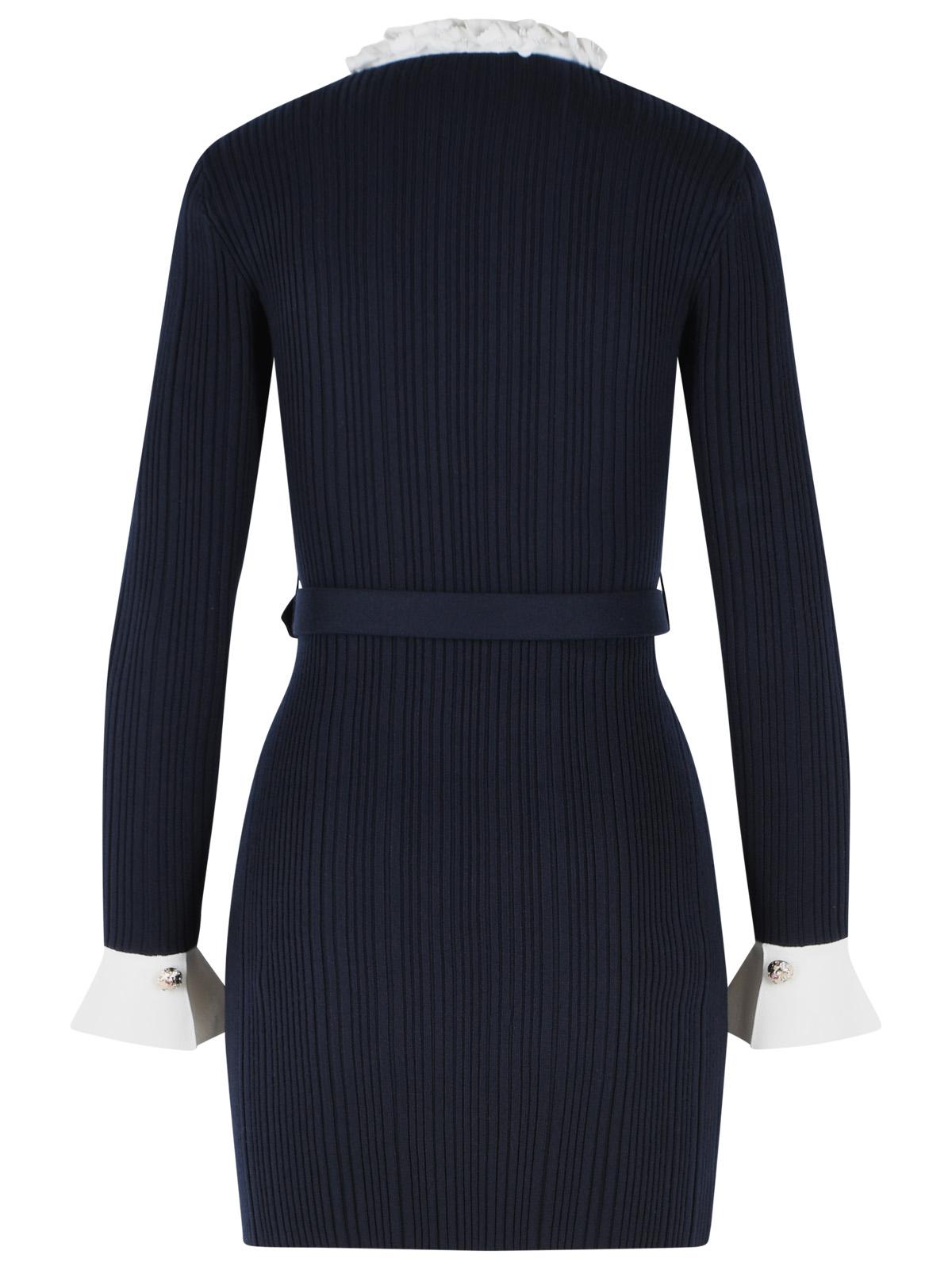 Self Portrait 'Flower' Mini Dress In Navy Wool Blend Women SELF-PORTRAIT