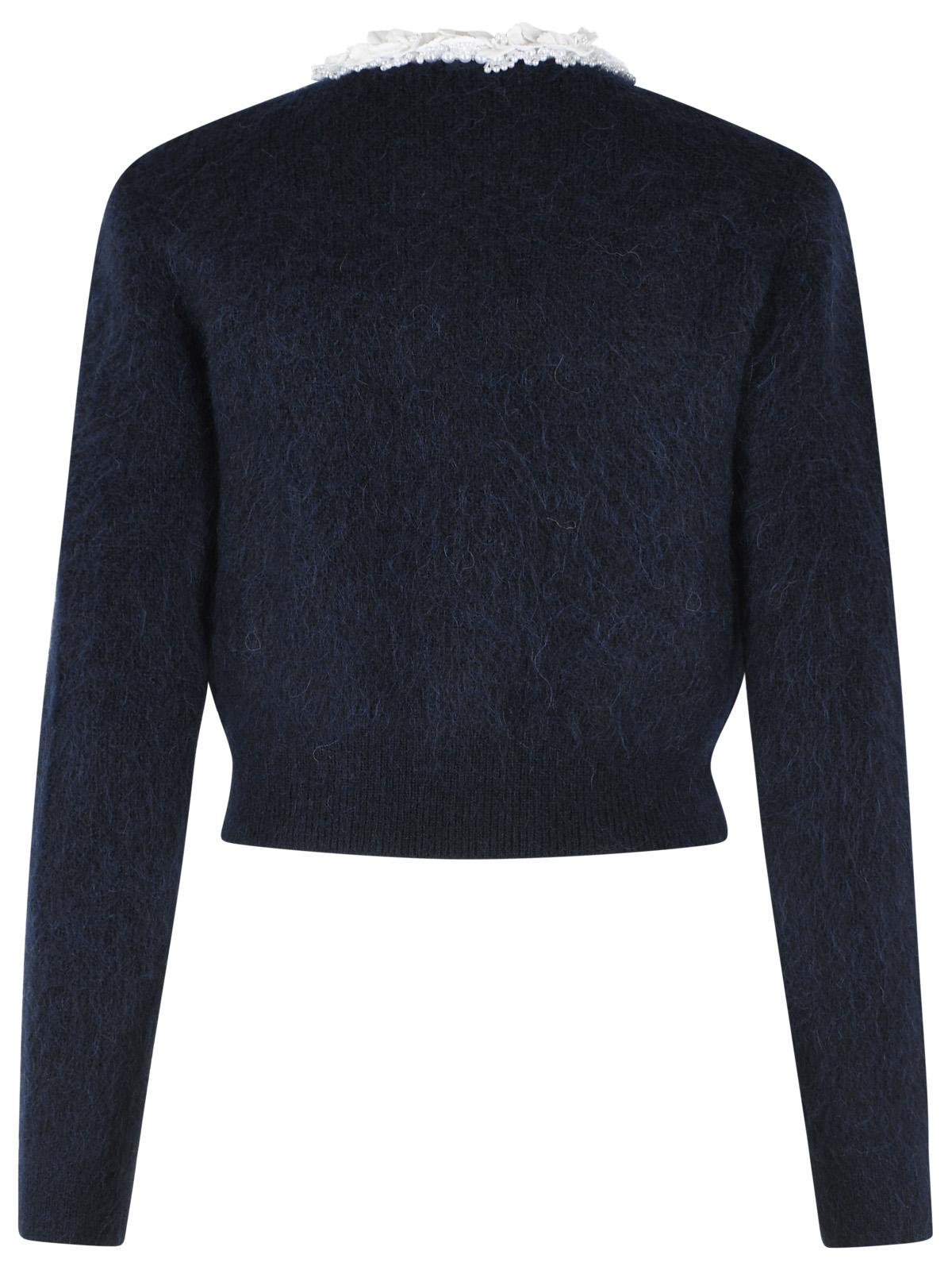 Self Portrait 'Flower' Navy Alpaca Blend Cardigan Women SELF-PORTRAIT