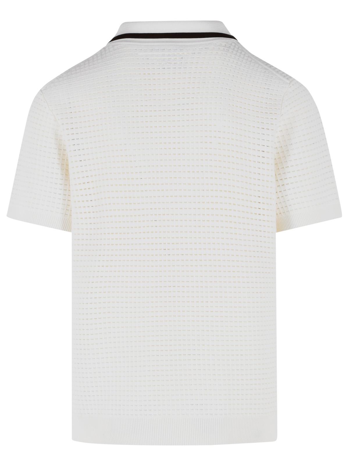 Casablanca 'Waffle Stitch' White Wool Polo Shirt Men CASABLANCA