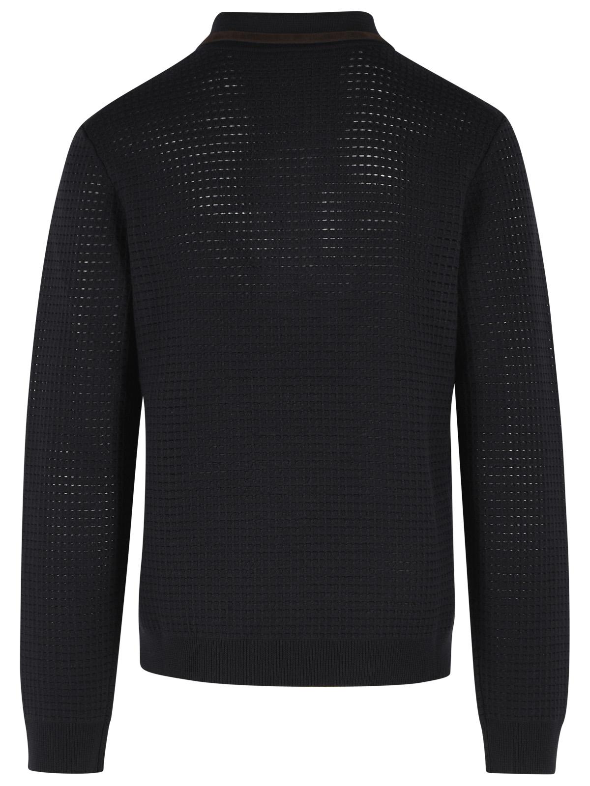 Casablanca 'Waffle Stitch' Navy Wool Polo Shirt Men CASABLANCA