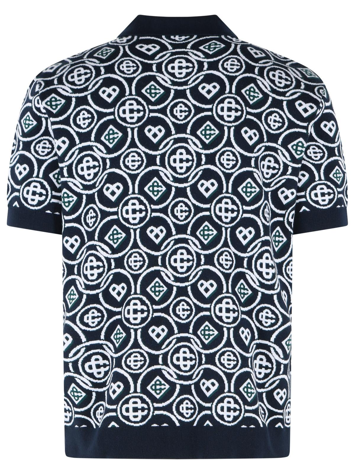 Casablanca 'Cc Monogram' Navy Cotton Polo Shirt Men CASABLANCA