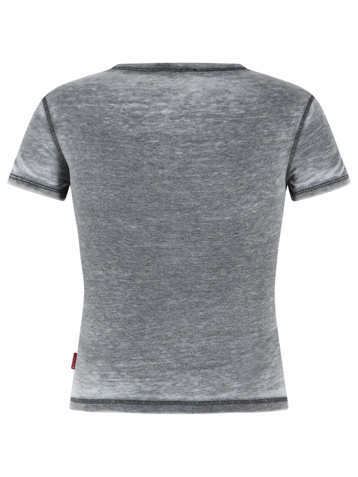 Diesel Grey Cotton Blend Jersey T-Shirt Women DIESEL
