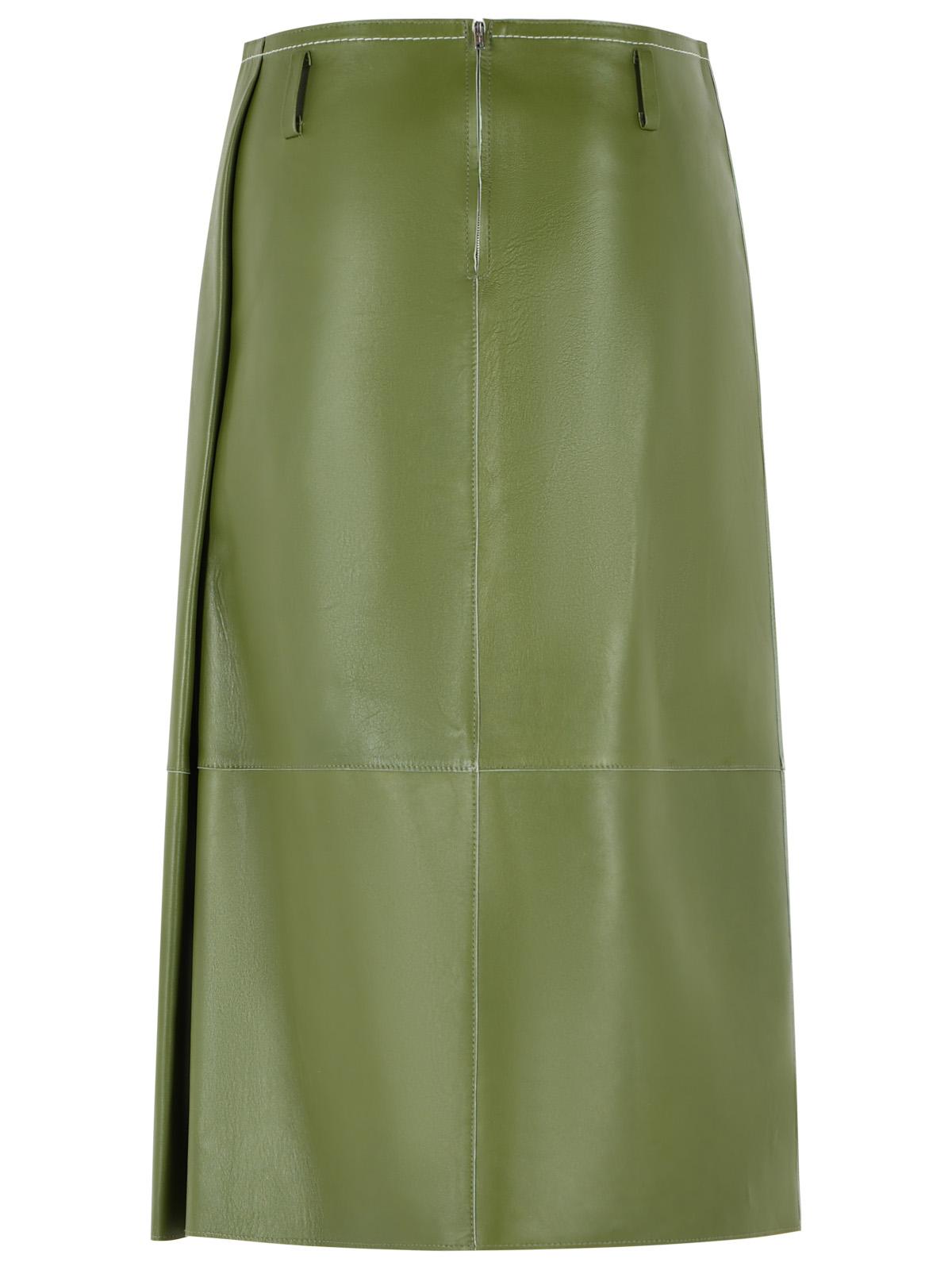 Marni Midi Skirt In Green Nappa Leather With Asymmetric Pocket Women MARNI