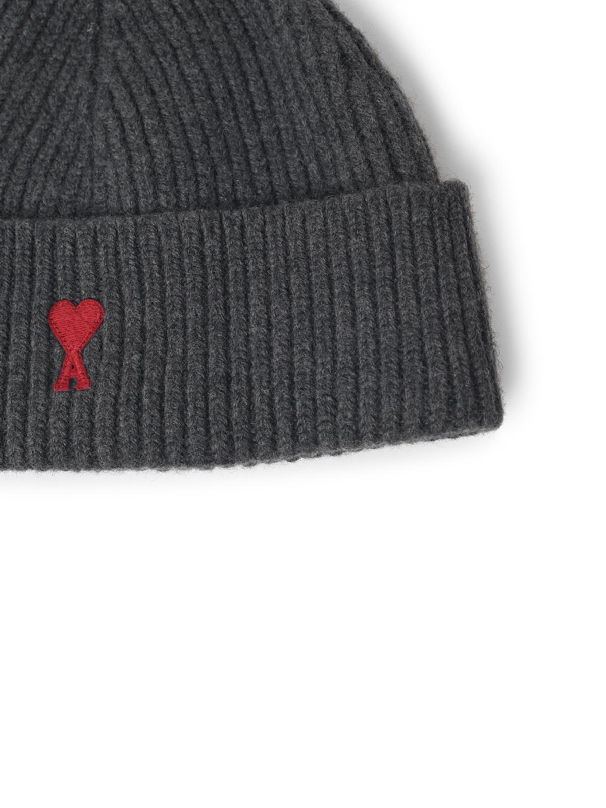 Ami Paris 'Ami De Cœur' Grey Cotton Beanie Men AMI PARIS