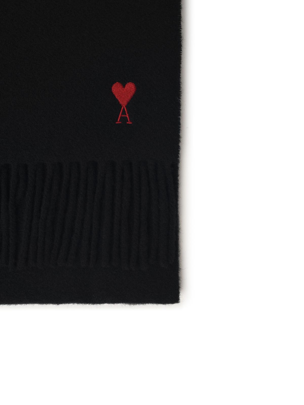 Ami Paris Black Wool Scarf Men AMI PARIS