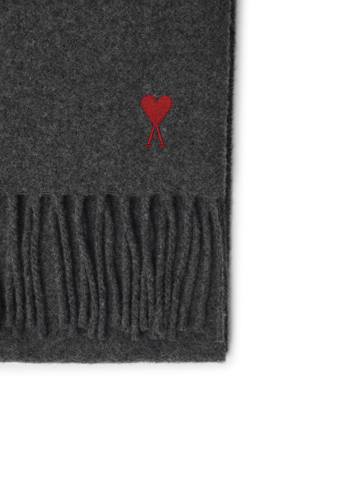 Ami Paris Black Wool Scarf Men AMI PARIS
