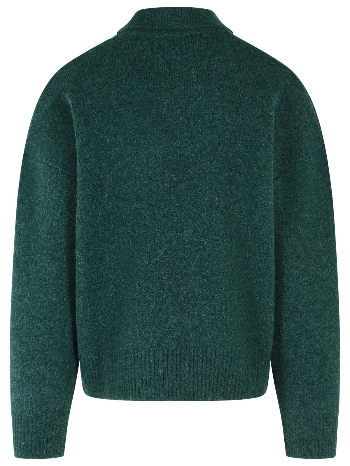 Ami Paris 'Ami De Cœur' Green Alpaca Polo Shirt Men AMI PARIS