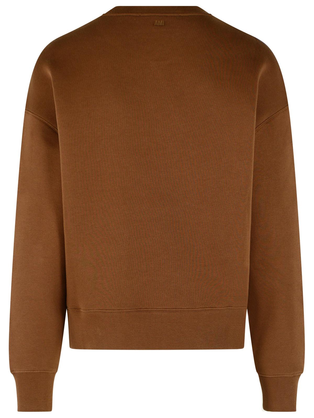 Ami Paris 'Ami De Cœur' Chocolate Brown Cotton Sweatshirt Men AMI PARIS
