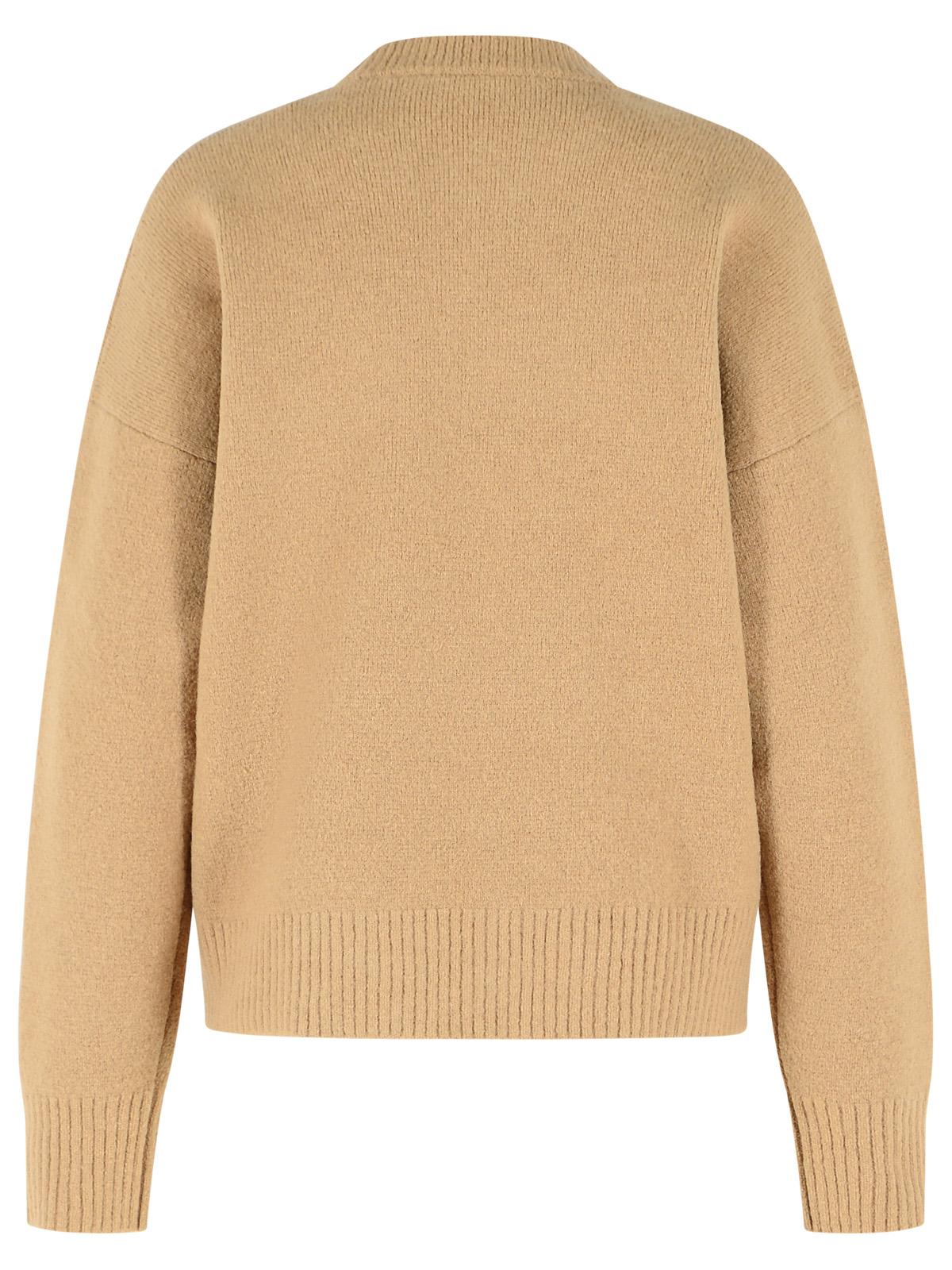 Ami Paris Dark Beige Alpaca Blend Sweater Women.