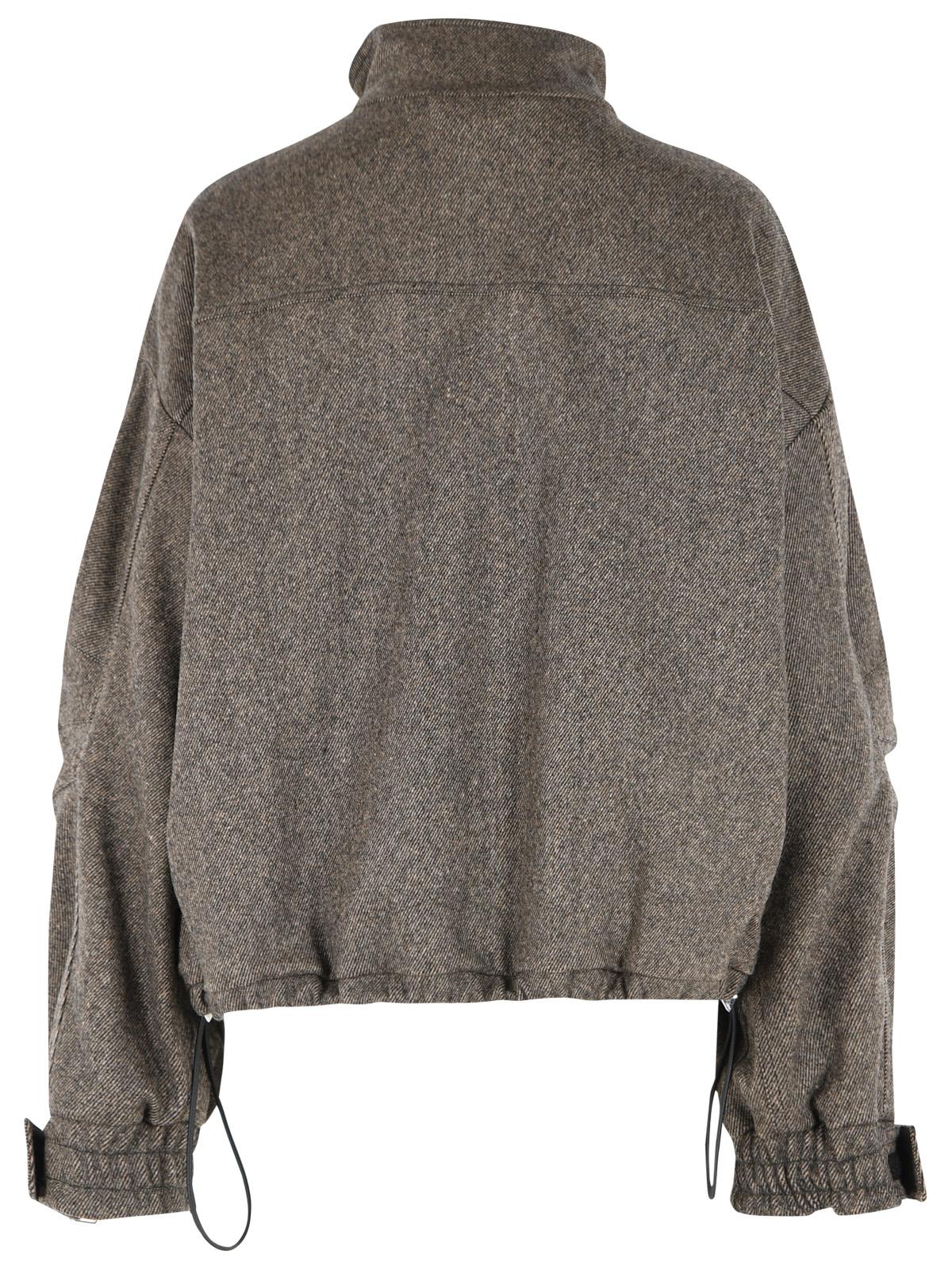 The Attico Bomber Jacket In Beige And Black Wool Blend Women THE ATTICO