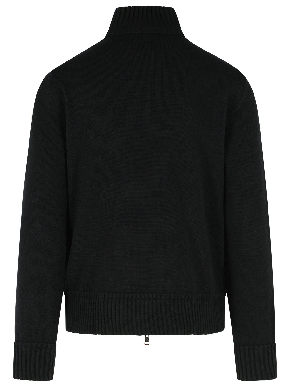 Moncler Padded Cardigan In Black Virgin Wool Blend With Zip Men MONCLER