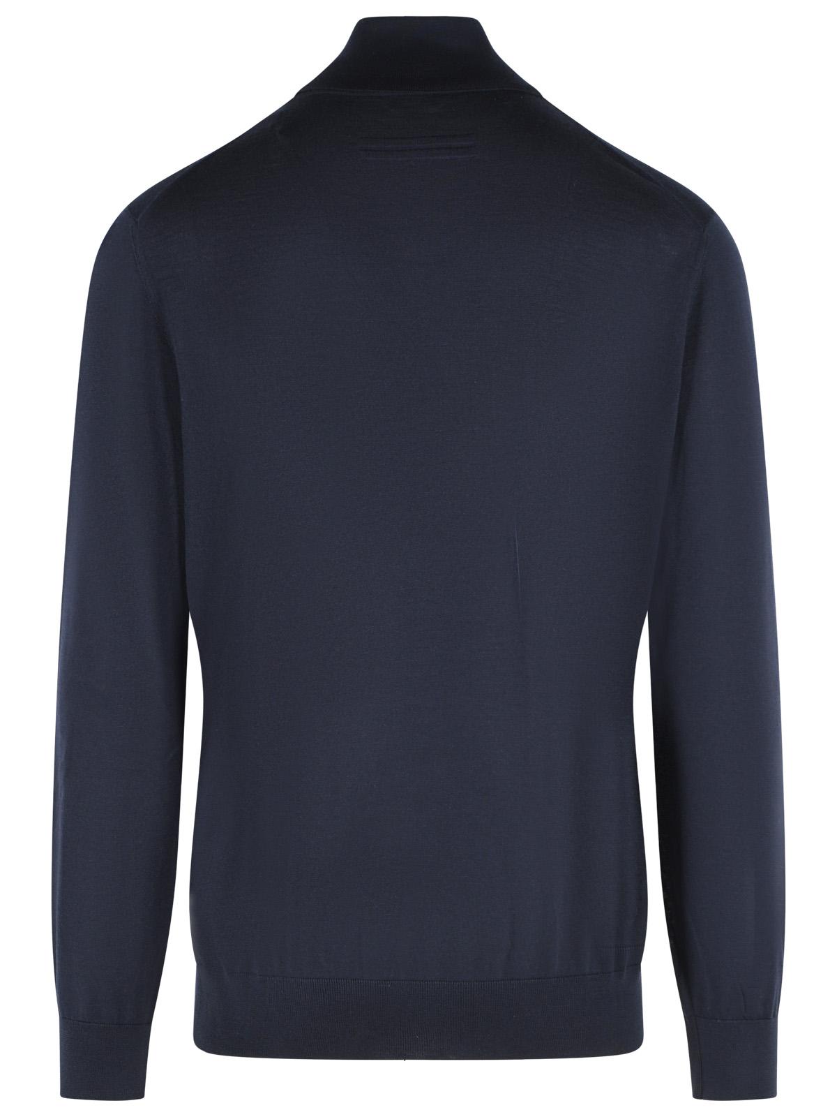 Zegna Navy Blue Cashmere And Silk Turtleneck Sweater Men ZEGNA