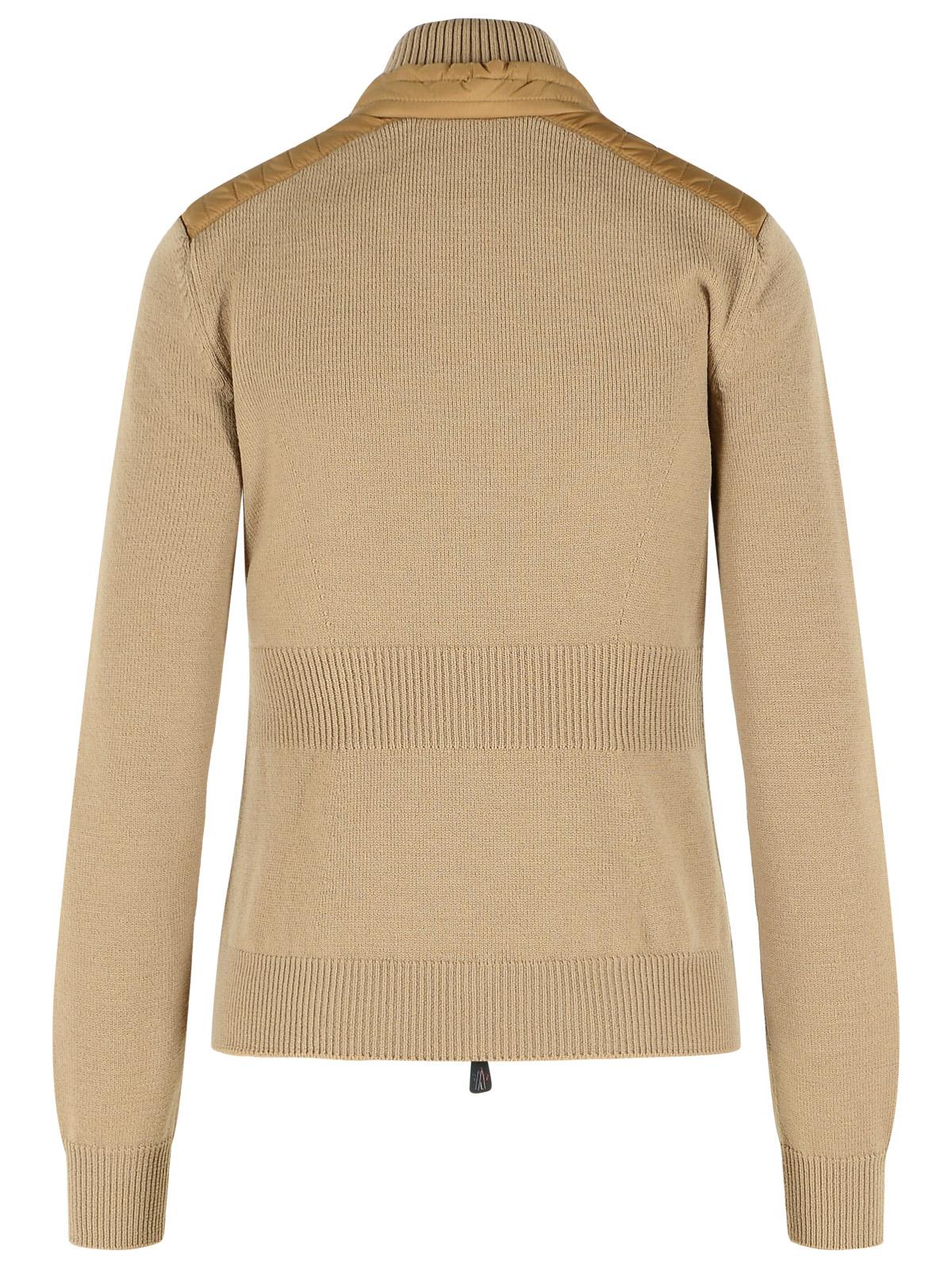 Moncler Grenoble 'Tricot' Cardigan In Beige Virgin Wool Blend Women MONCLER GRENOBLE